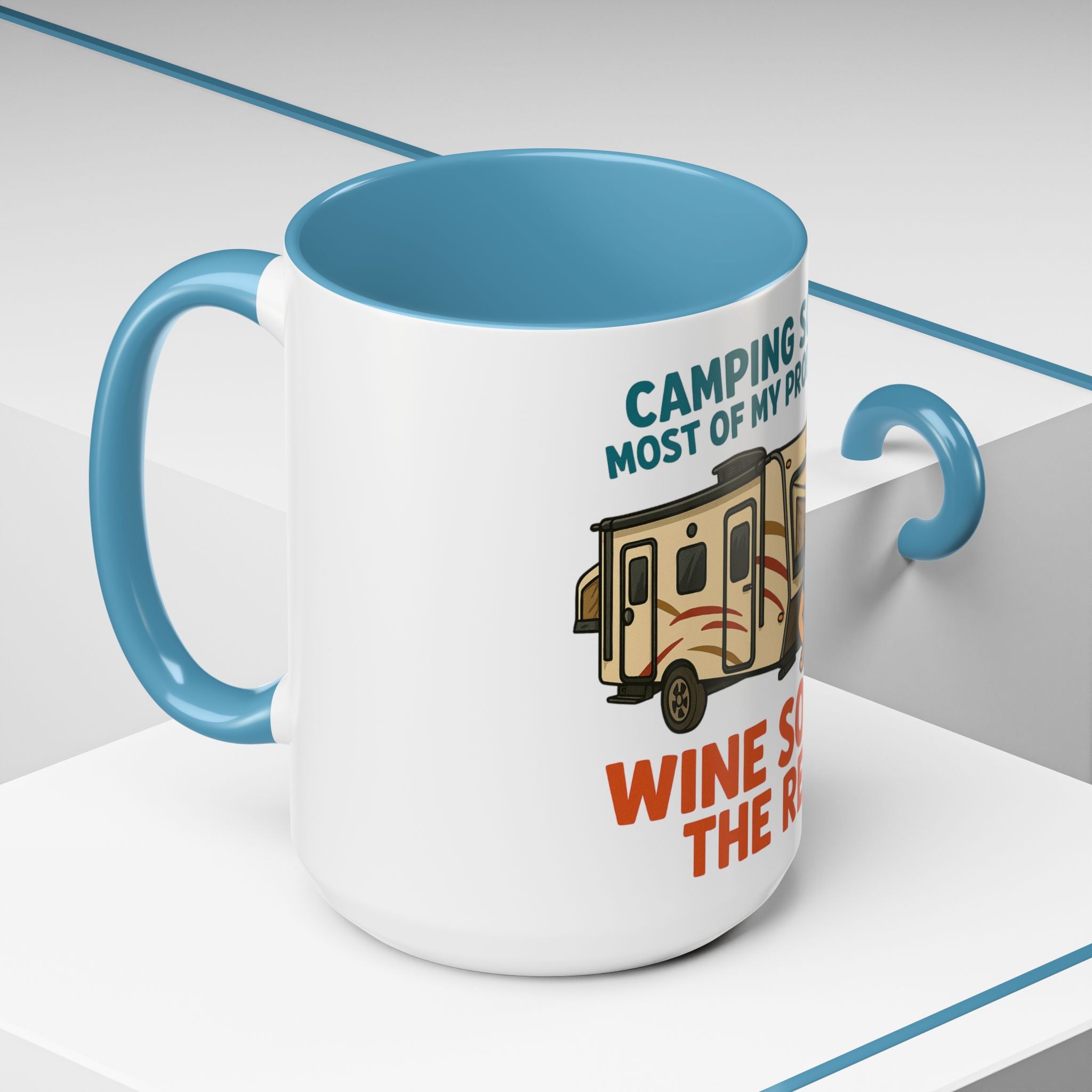 Camping Coffee Mug - Wine Solves the Rest - Fun Camper Mug for Nature Lovers, Gift for Adventurers, Travel Mug, Coffee Lover's Gift