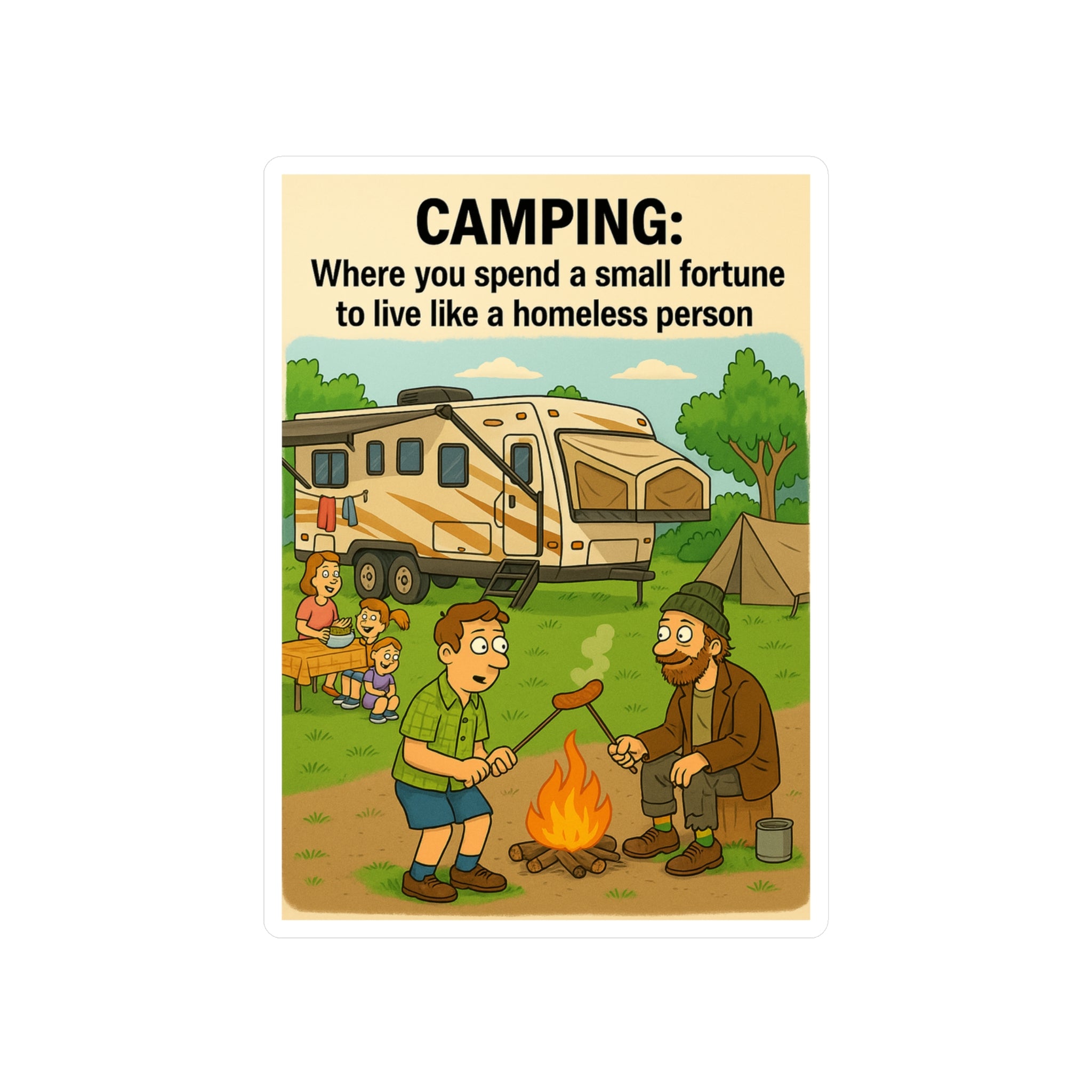 Camping Humor Vinyl Decals, Fun Outdoor Stickers for Campers, Travel Mugs, Car Accessories, Gift for Nature Lovers