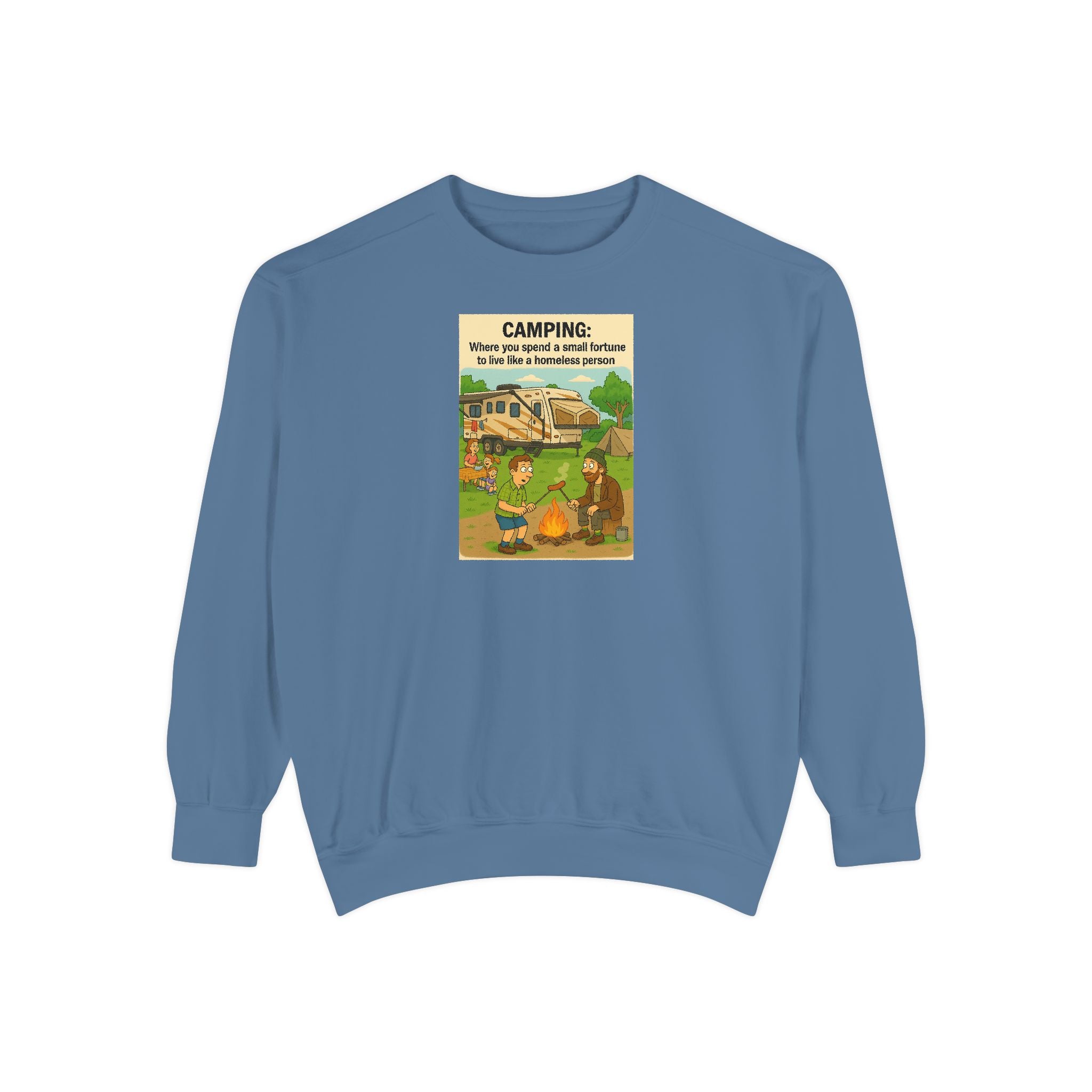 Camping Adventure Sweatshirt, Unisex Garment-DyedPullover, Cozy Casual Wear, Outdoor Enthusiast Gift, Camping Trip Apparel