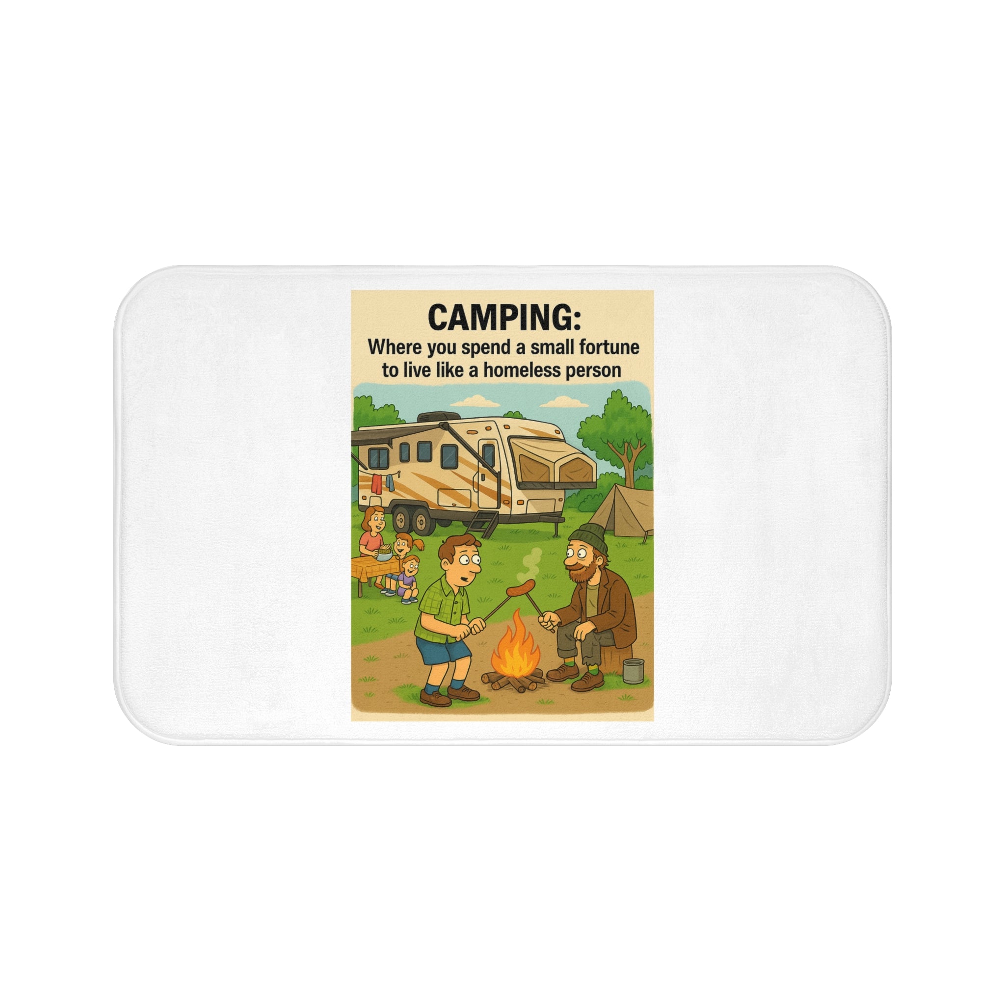 Camping Humor Bath Mat - Funny Bathroom Decor, Gift for Campers, Outdoor Lover's Mats, Fun Camping Gifts, Bathroom Accessories