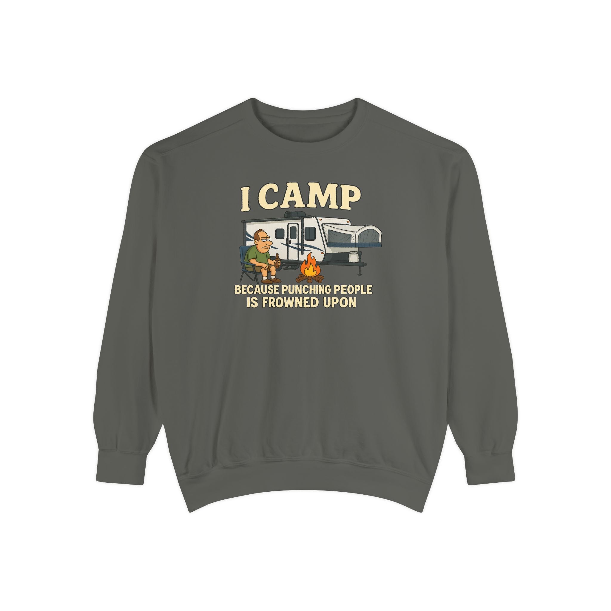 I Camp Unisex Garment-Dyed Sweatshirt - Cozy Camping Apparel for Outdoor Lovers