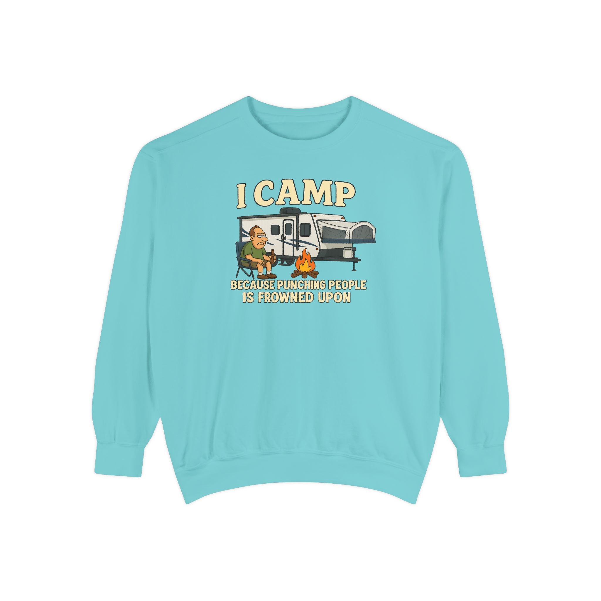 I Camp Unisex Garment-Dyed Sweatshirt - Cozy Camping Apparel for Outdoor Lovers