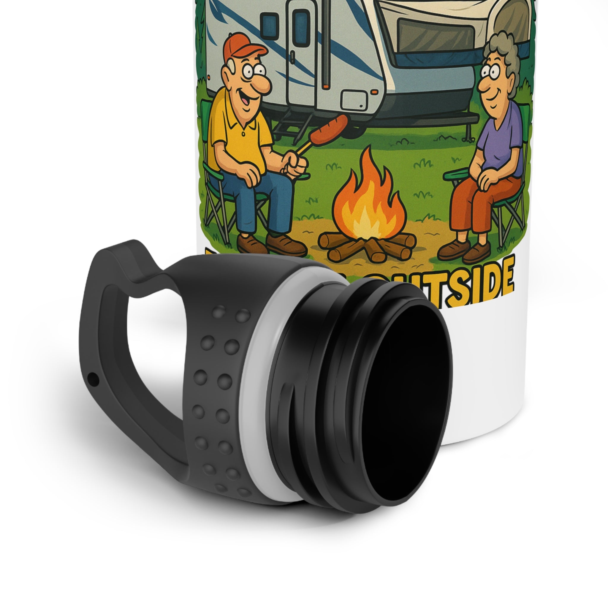 Humorous Outdoor Adventure Water Bottle - "You Are Never Too Old to Play Outside"