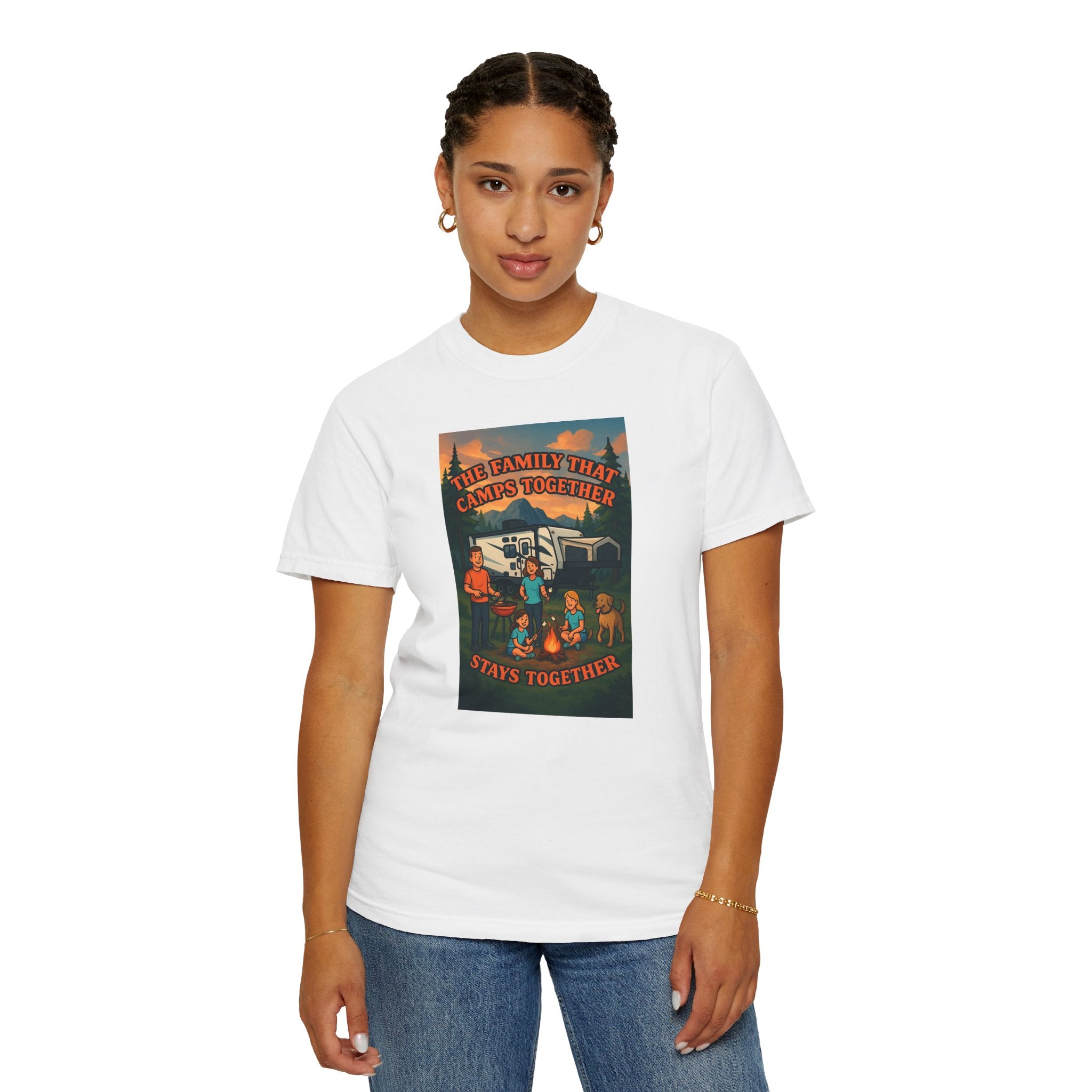 Family Camping T-shirt, Casual Outdoor Tee, Perfect for Family Gatherings, Summer Camp, Gift for Outdoor Lovers, Relaxed Fit Tee