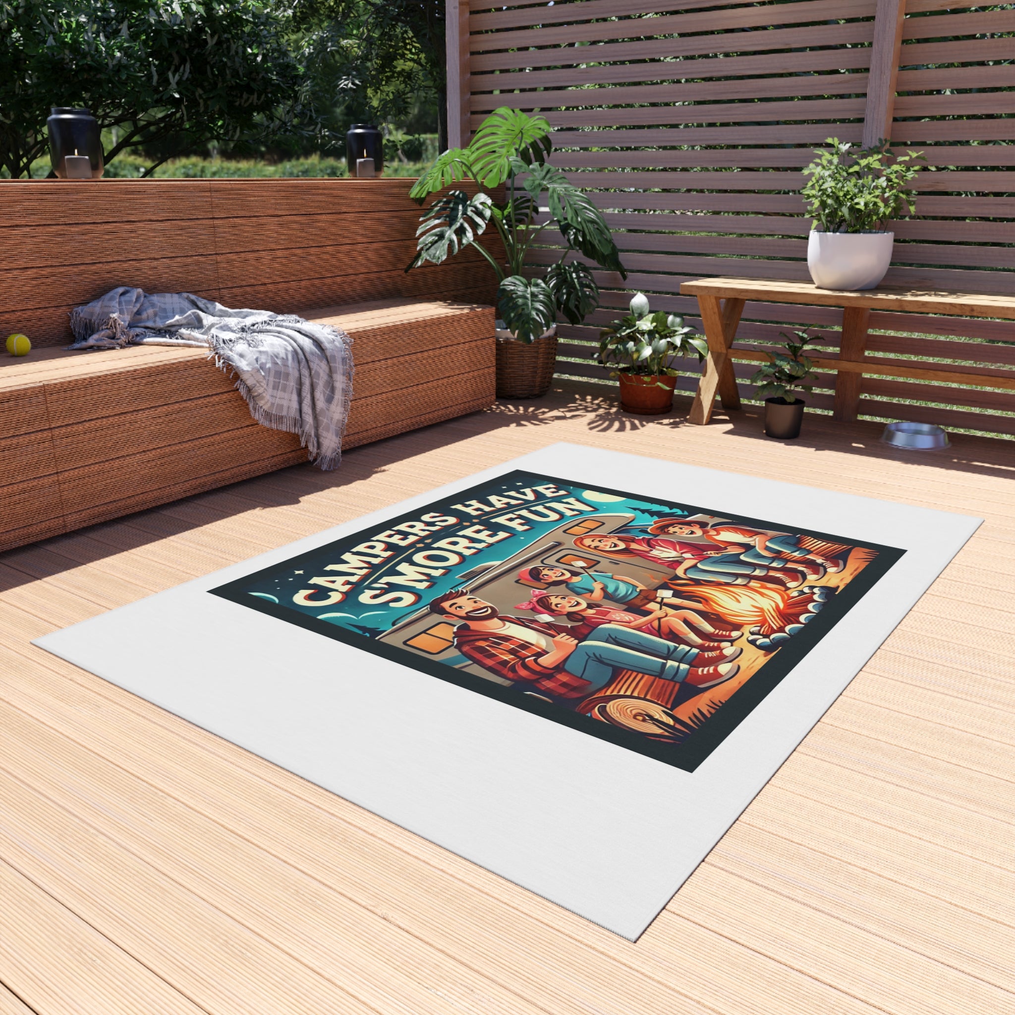 Outdoor Rug - Campers S'more Fun Design