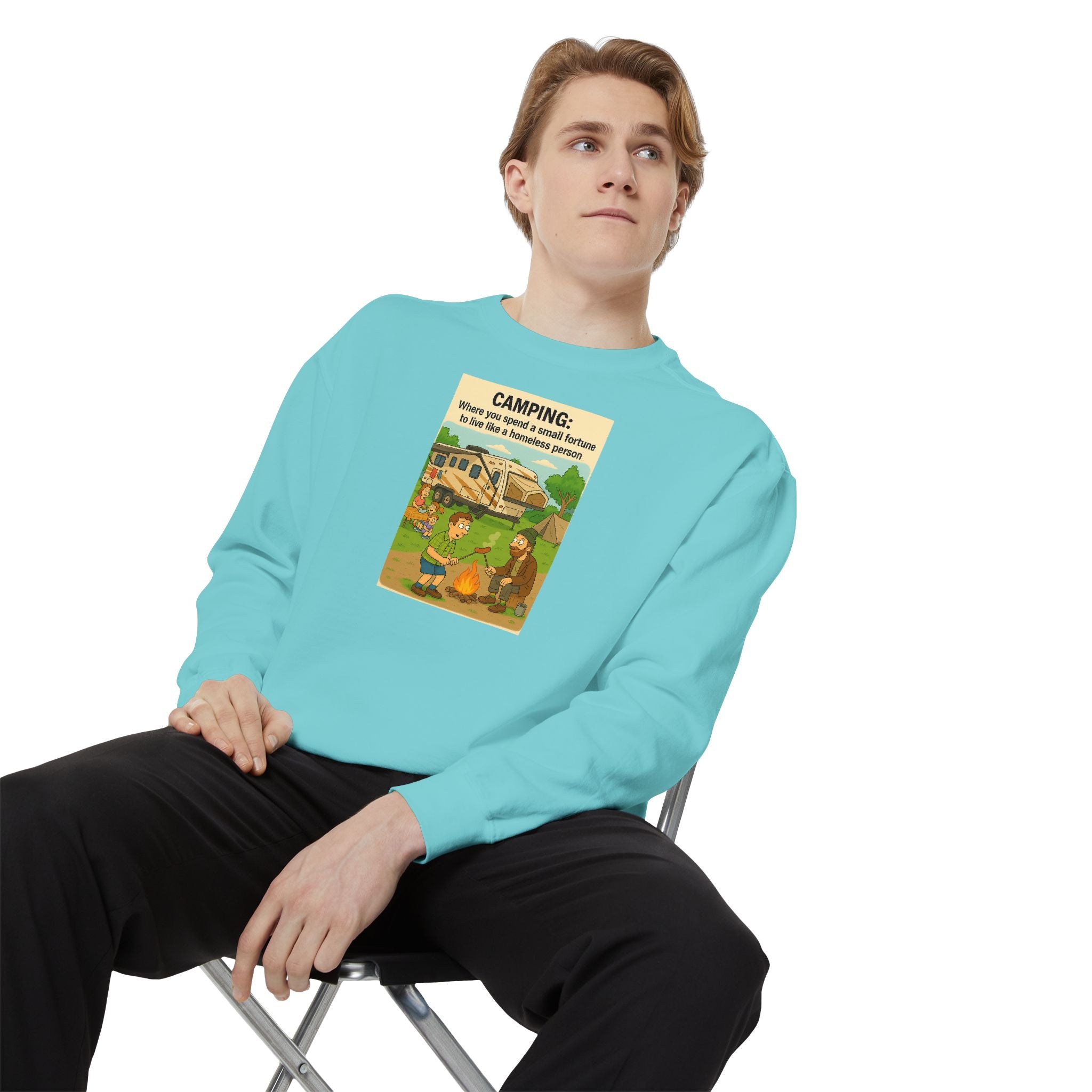 Camping Adventure Sweatshirt, Unisex Garment-DyedPullover, Cozy Casual Wear, Outdoor Enthusiast Gift, Camping Trip Apparel