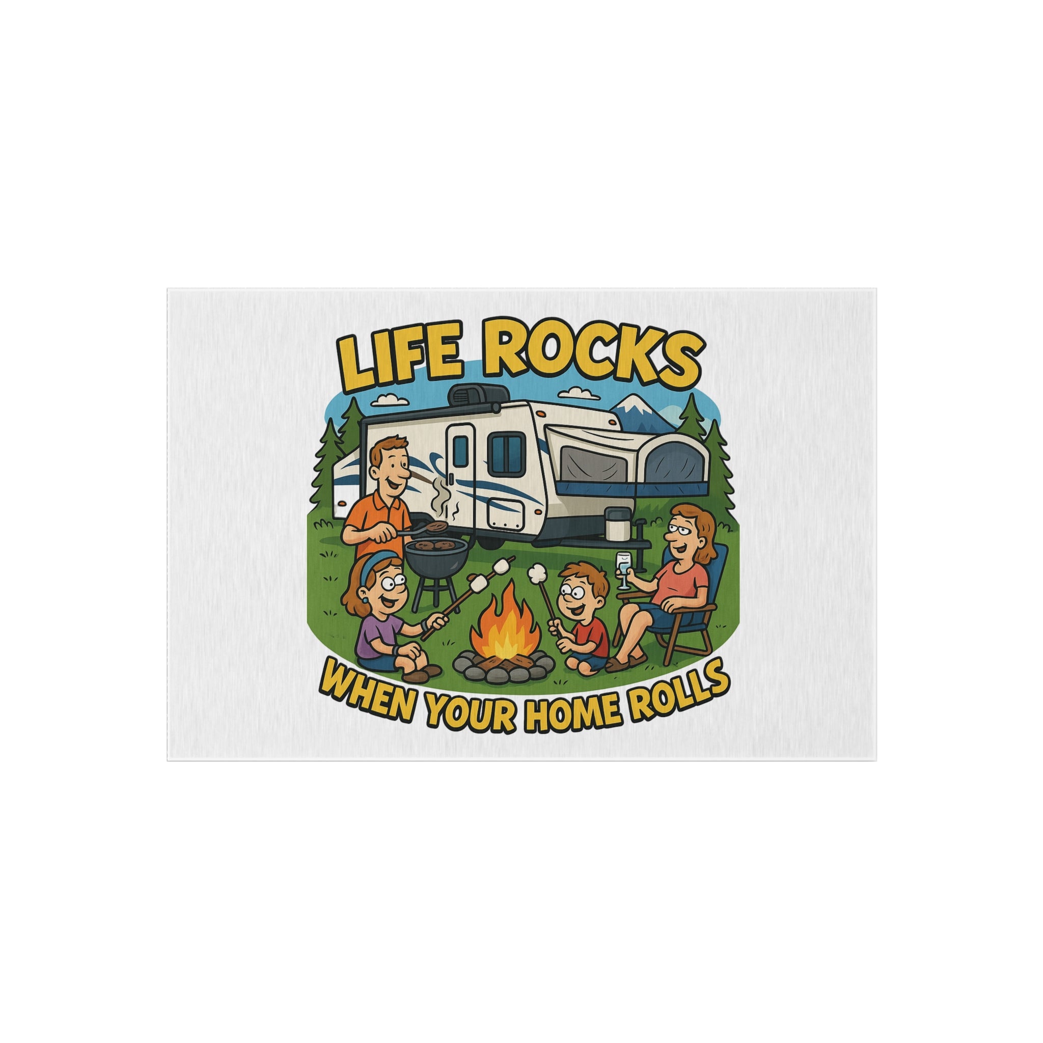 RV Life Outdoor Rug, Camping Decor Mat, Funny Welcome Home Rug, Patio Area Rug, Lightweight Outdoor Carpet