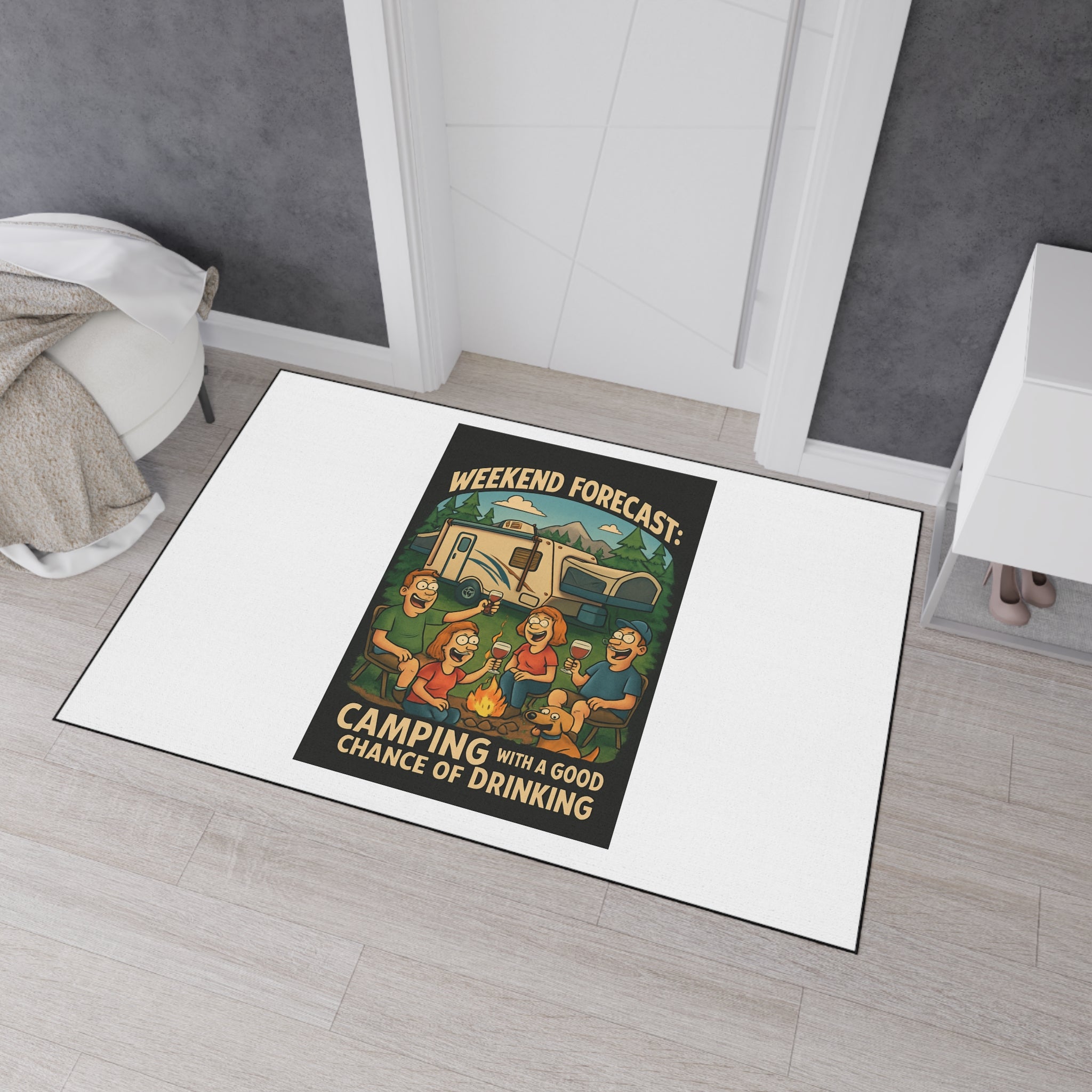 Camping-Themed Heavy Duty Floor Mat - Perfect for Outdoor Lovers, Home Decor, RV Accessories, Picnic, BBQ, Gifts