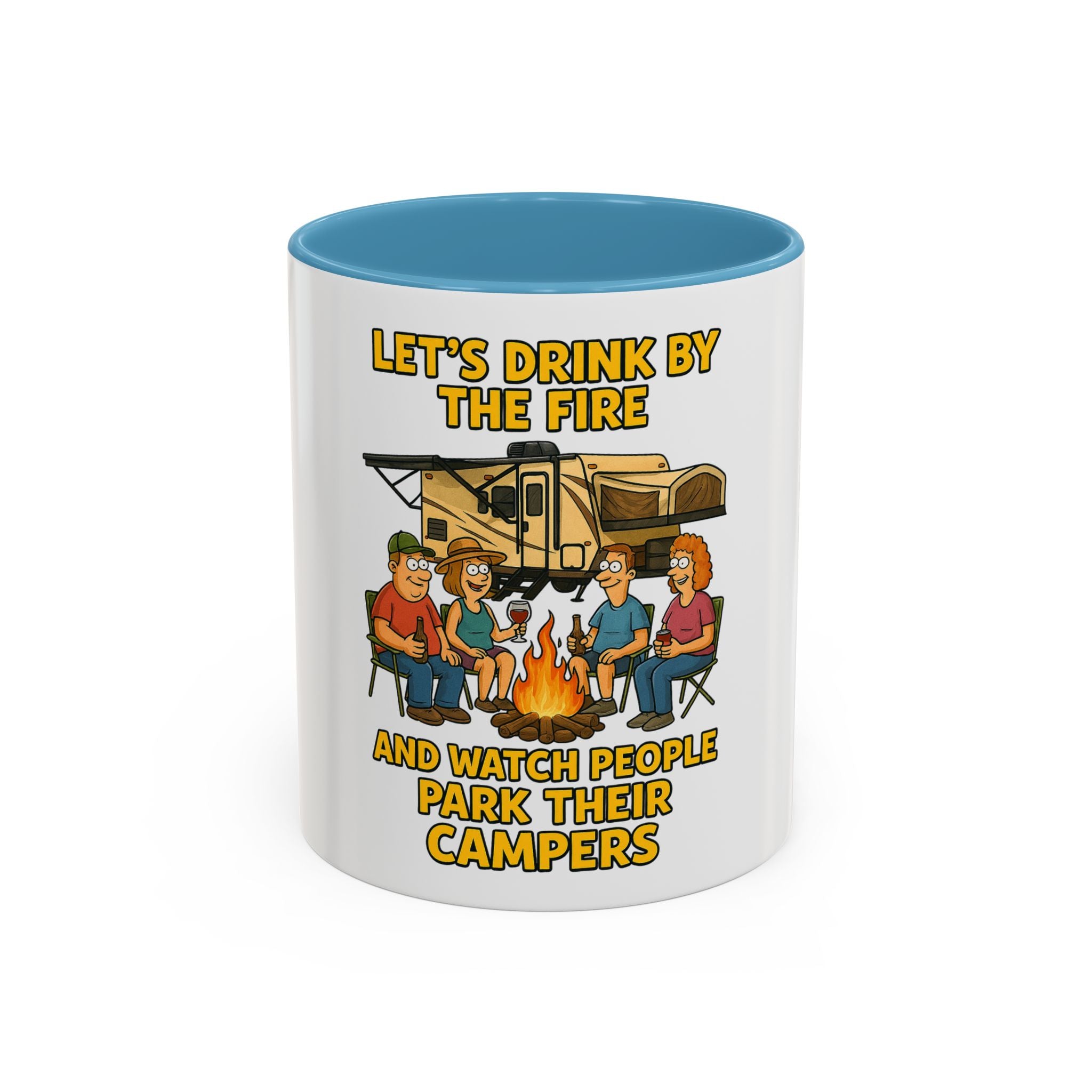 Campfire Accent Coffee Mug, Camping Gift, Outdoor Adventure Mug, RV Lovers Coffee Cup, Relaxing by the Fire