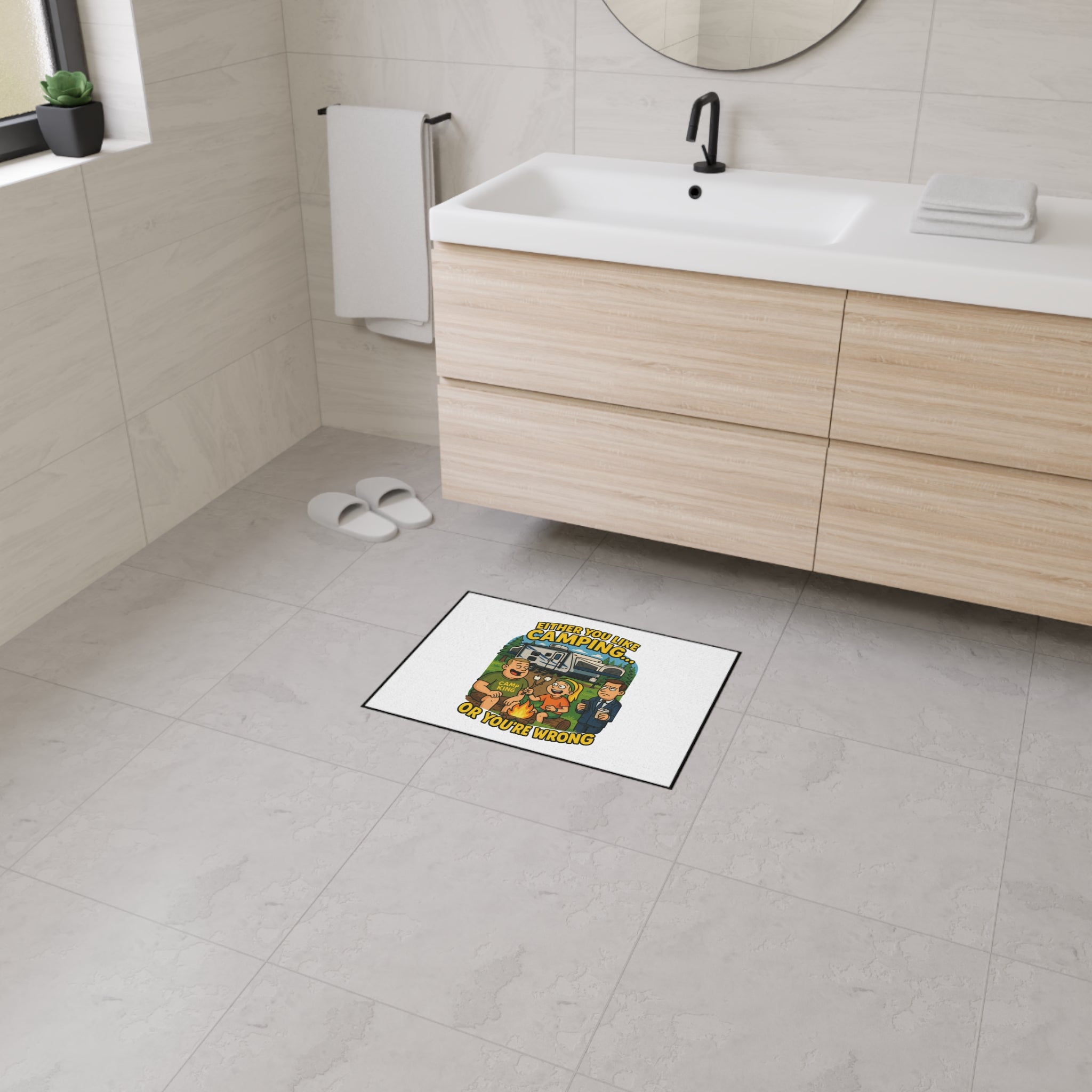 Camping Themed Heavy Duty Floor Mat - "Either You Like Camping... Or You're Wrong"