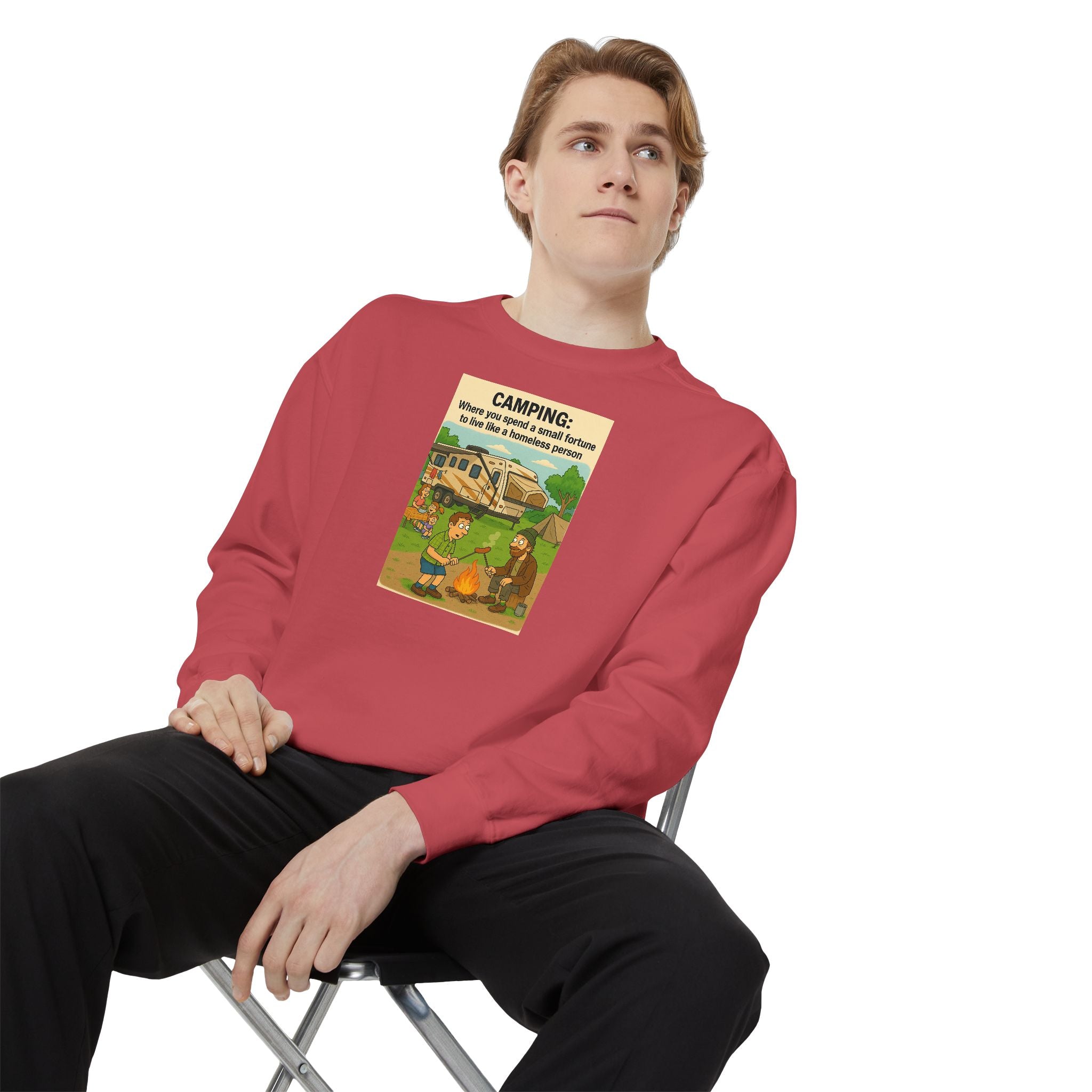Camping Adventure Sweatshirt, Unisex Garment-DyedPullover, Cozy Casual Wear, Outdoor Enthusiast Gift, Camping Trip Apparel