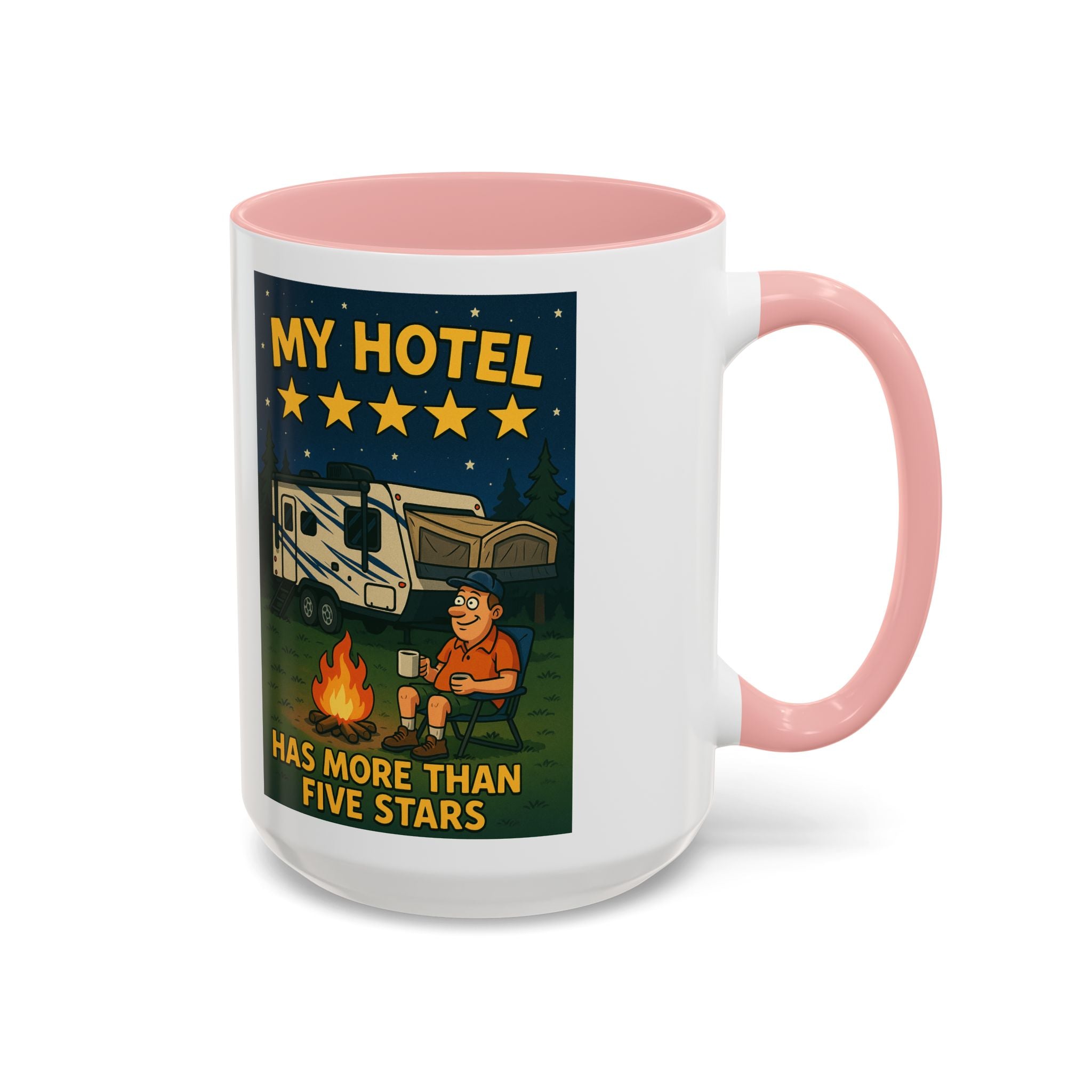 Camping-Themed Accent Coffee Mug | Perfect for RV Lovers, Campers, Travelers, Cozy Nights, Outdoor Adventures, Unique Gift Ideas