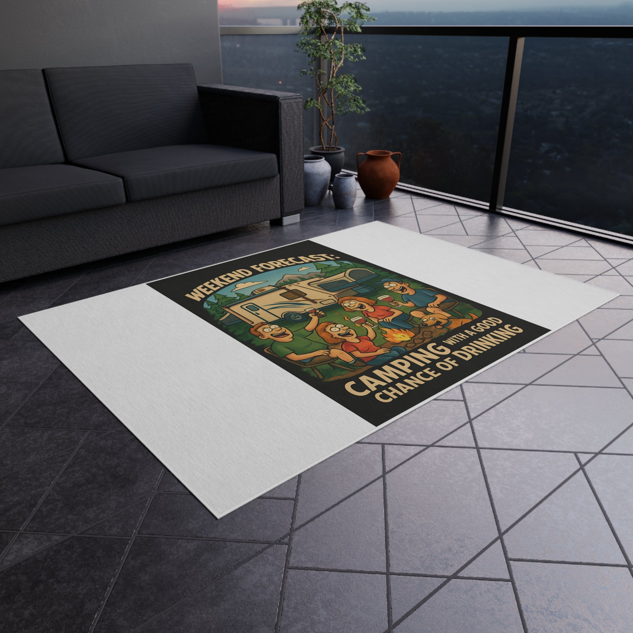 Camping Outdoor Rug with Fun Design, Picnic Mat, Patio Decor, Boho Style, Home & Garden Gift