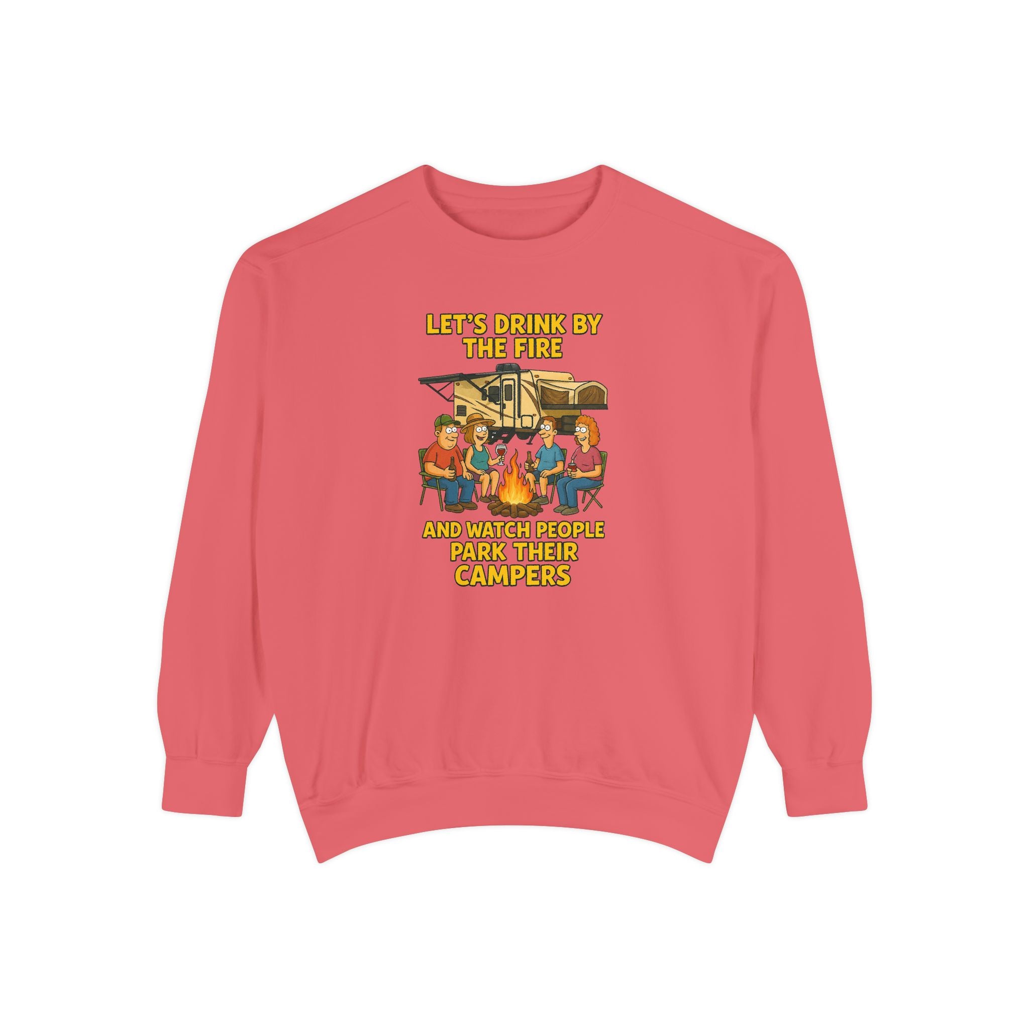 Cozy Campfire Sweatshirt - Let’s Drink by the Fire, Unisex Pullover, Perfect for Bonfires, Camping Trips, Outdoor Gatherings, Cozy Nights