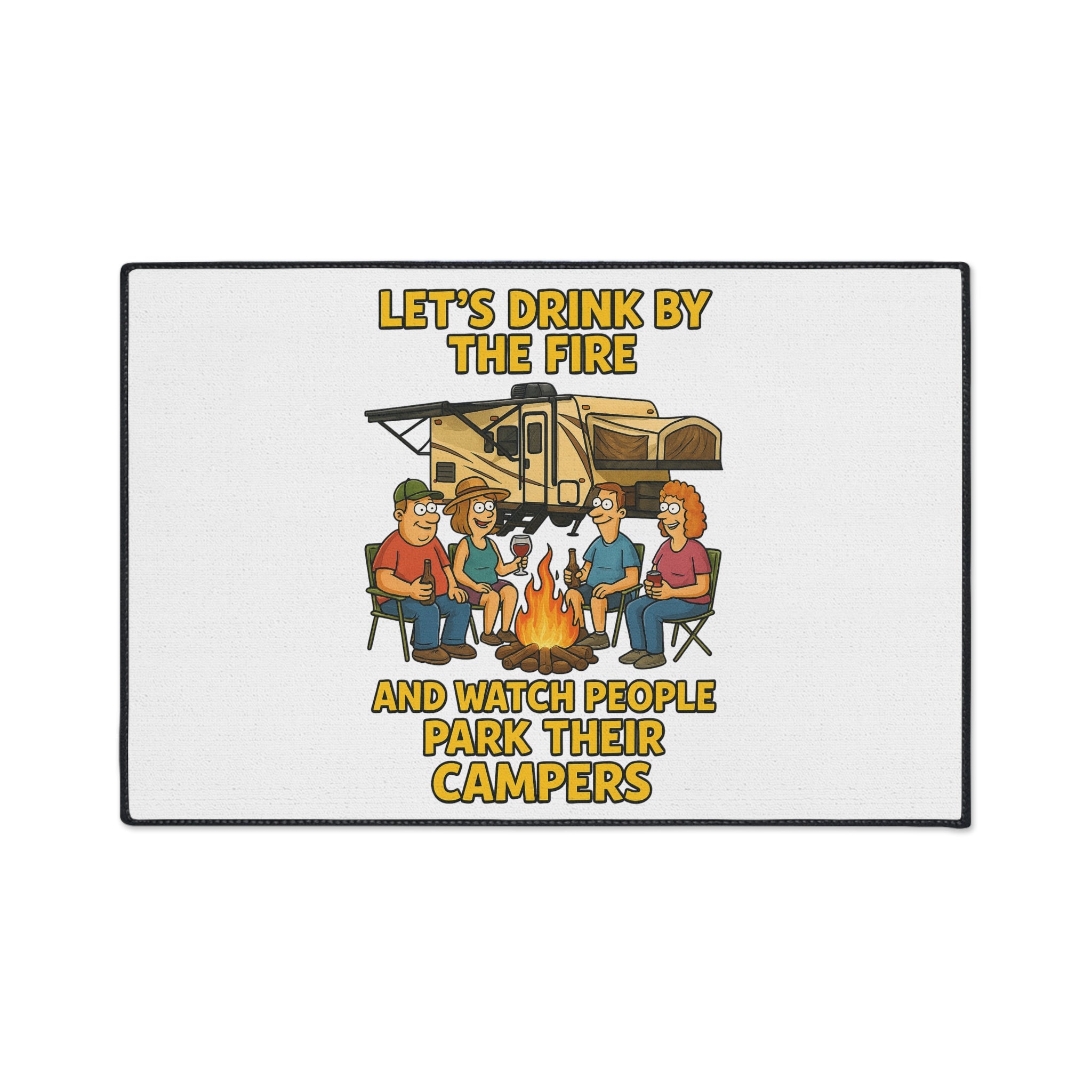 Camper-Themed Heavy Duty Floor Mat for Outdoor Gatherings, RV Decor, Camping Accessories, BBQ Parties, Fire Pit Mat