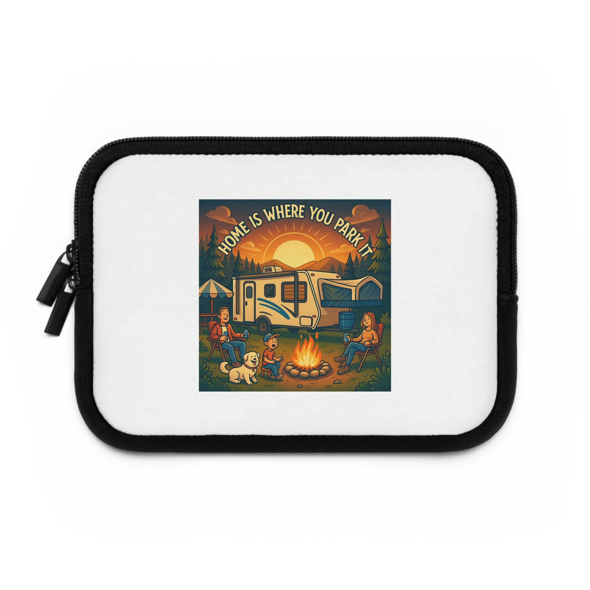 Adventurous Laptop Sleeve - Home is Where You Park - Camping Gear, Tech Accessory for RV Lovers