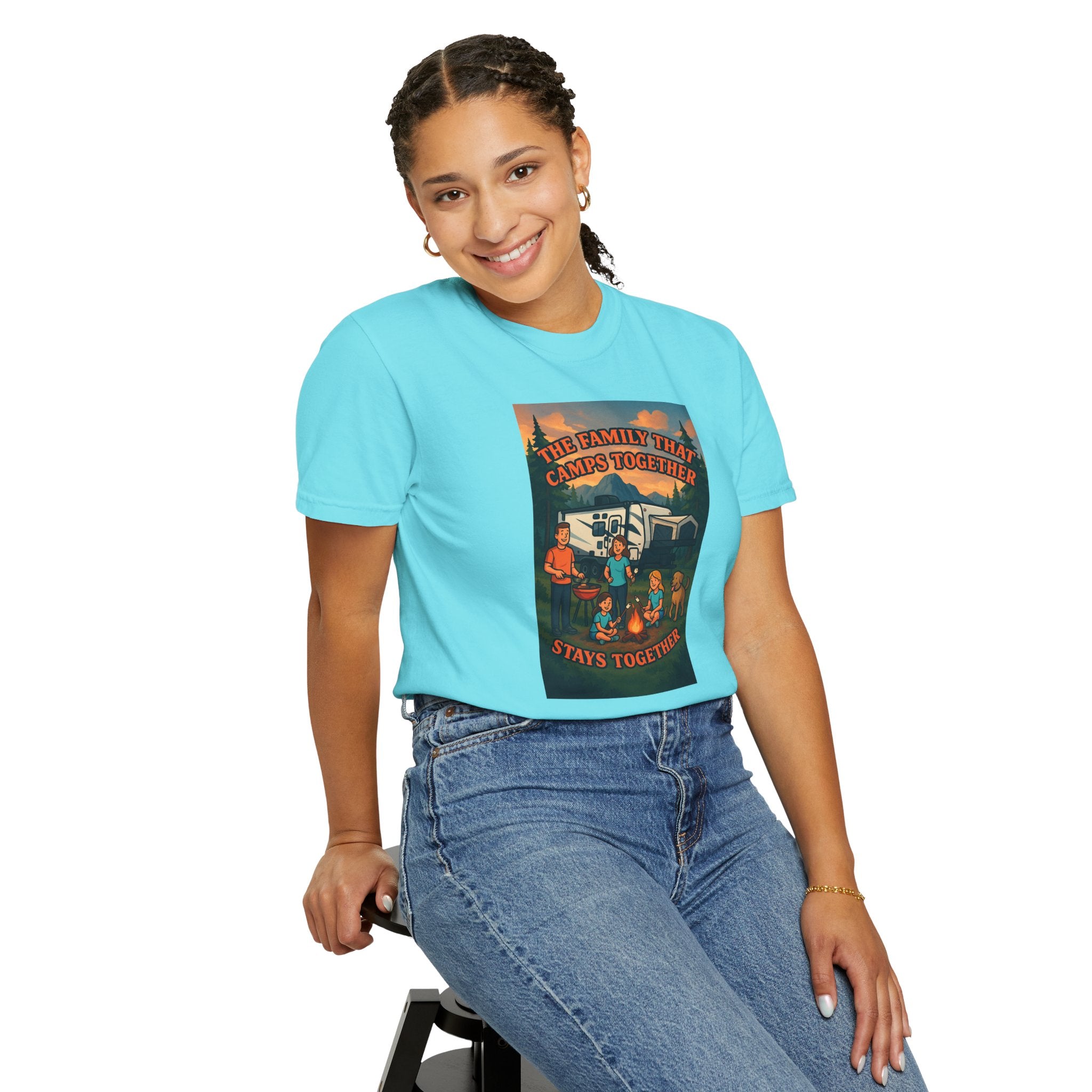 Family Camping T-shirt, Casual Outdoor Tee, Perfect for Family Gatherings, Summer Camp, Gift for Outdoor Lovers, Relaxed Fit Tee