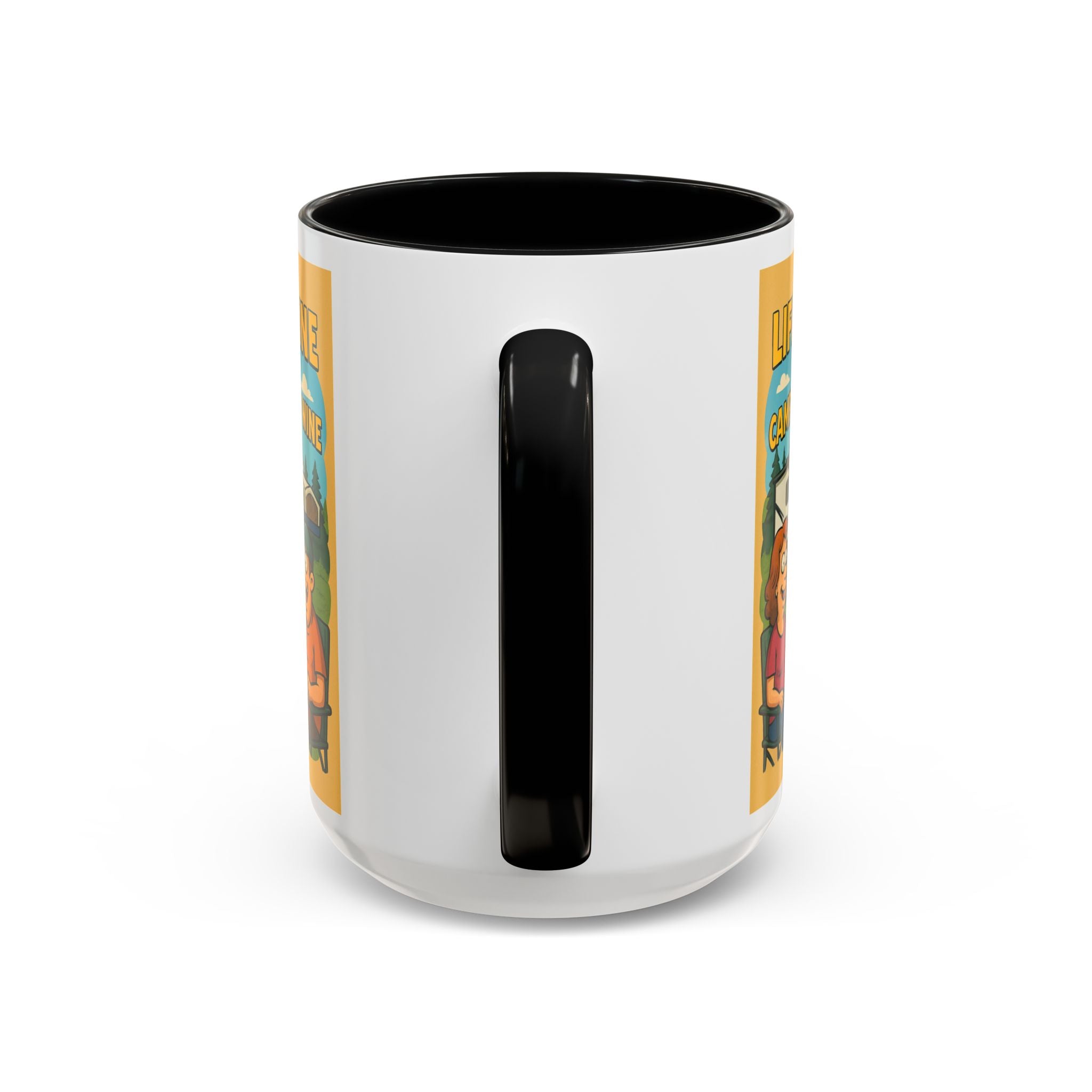 Life is fine with camping and wine Hybrid Camper Coffee Mug (11, 15oz)