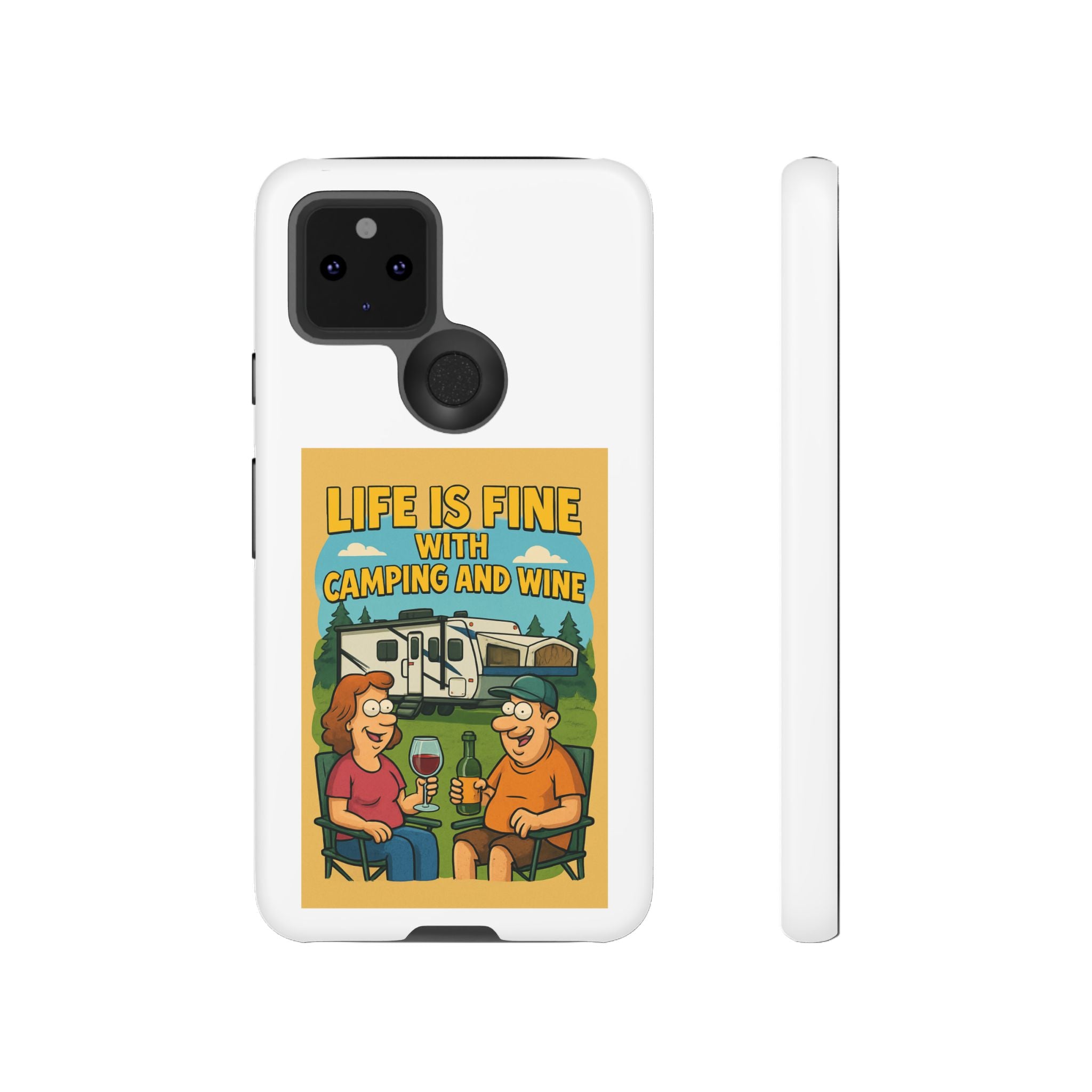 Camping & Wine Phone Case, Outdoor Adventure Accessory, Fun Gift for Campers, Summer Travel Essential, RV Lover Present