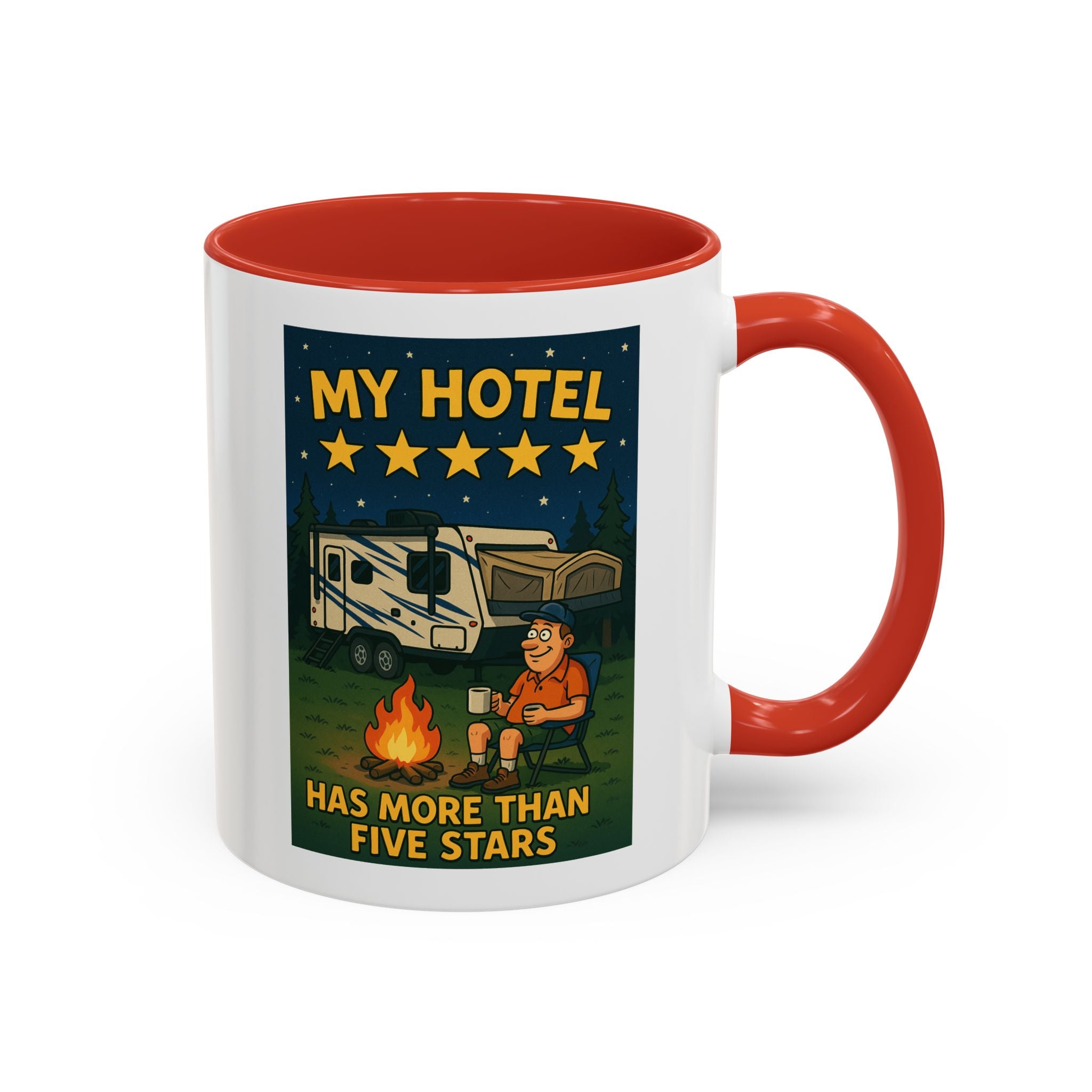 Camping-Themed Accent Coffee Mug | Perfect for RV Lovers, Campers, Travelers, Cozy Nights, Outdoor Adventures, Unique Gift Ideas