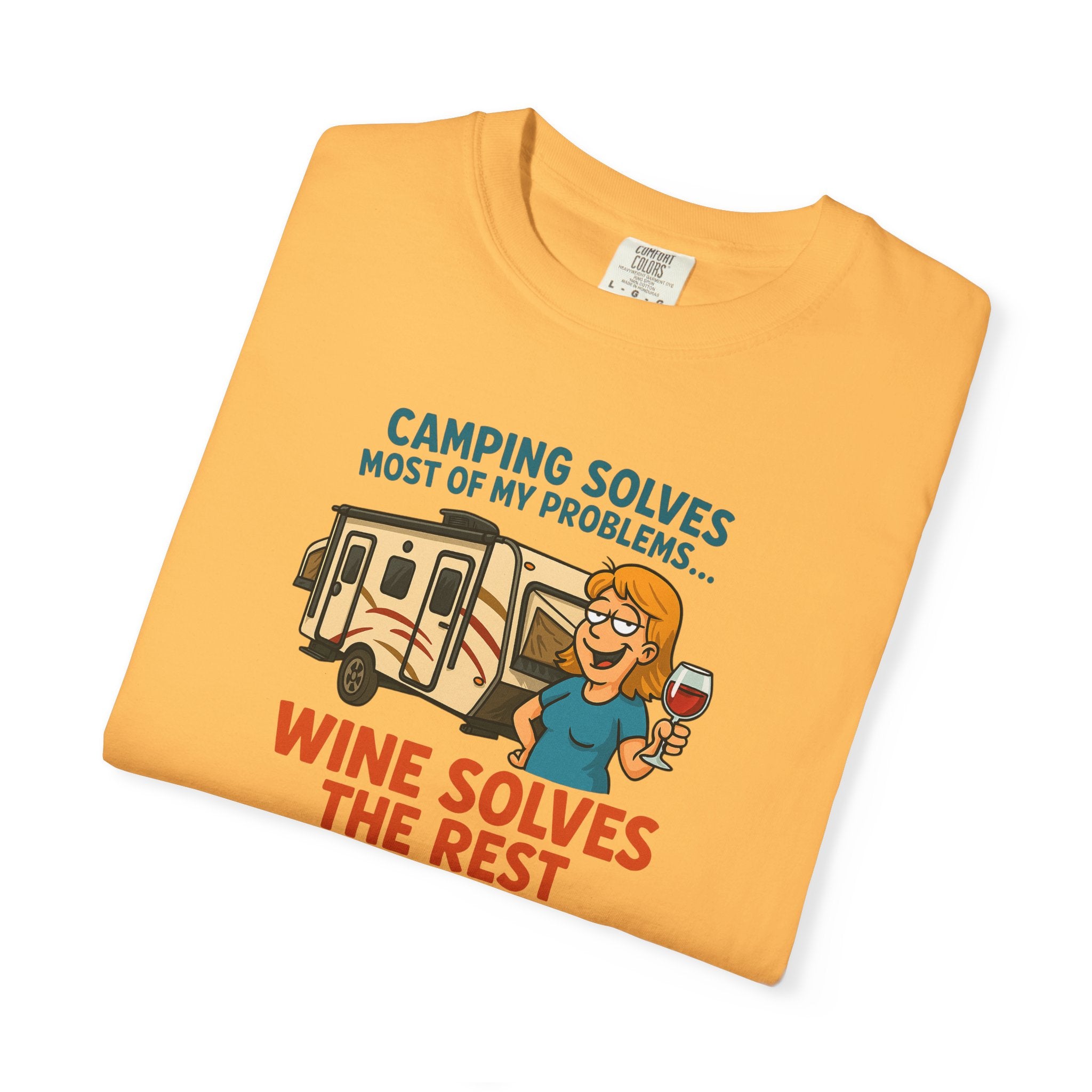 Camping & Wine Unisex T-Shirt, Relaxed Fit Tee, Perfect Gift for Campers, Wine Lovers, Outdoor Enthusiasts, Summer Celebrations