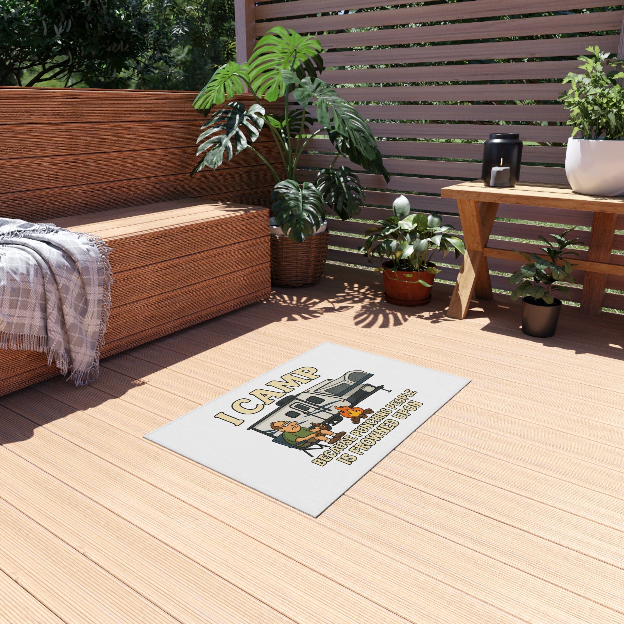 I Camp Outdoor Rug - Fun Camping Decor for RV Enthusiasts