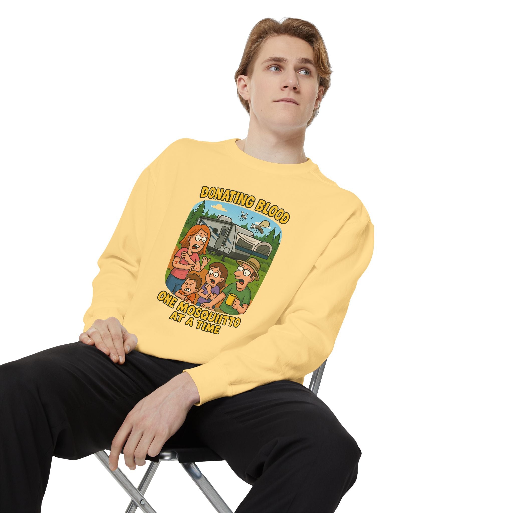 Unisex Garment-Dyed Sweatshirt - Donating Blood One Mosquito at a Time
