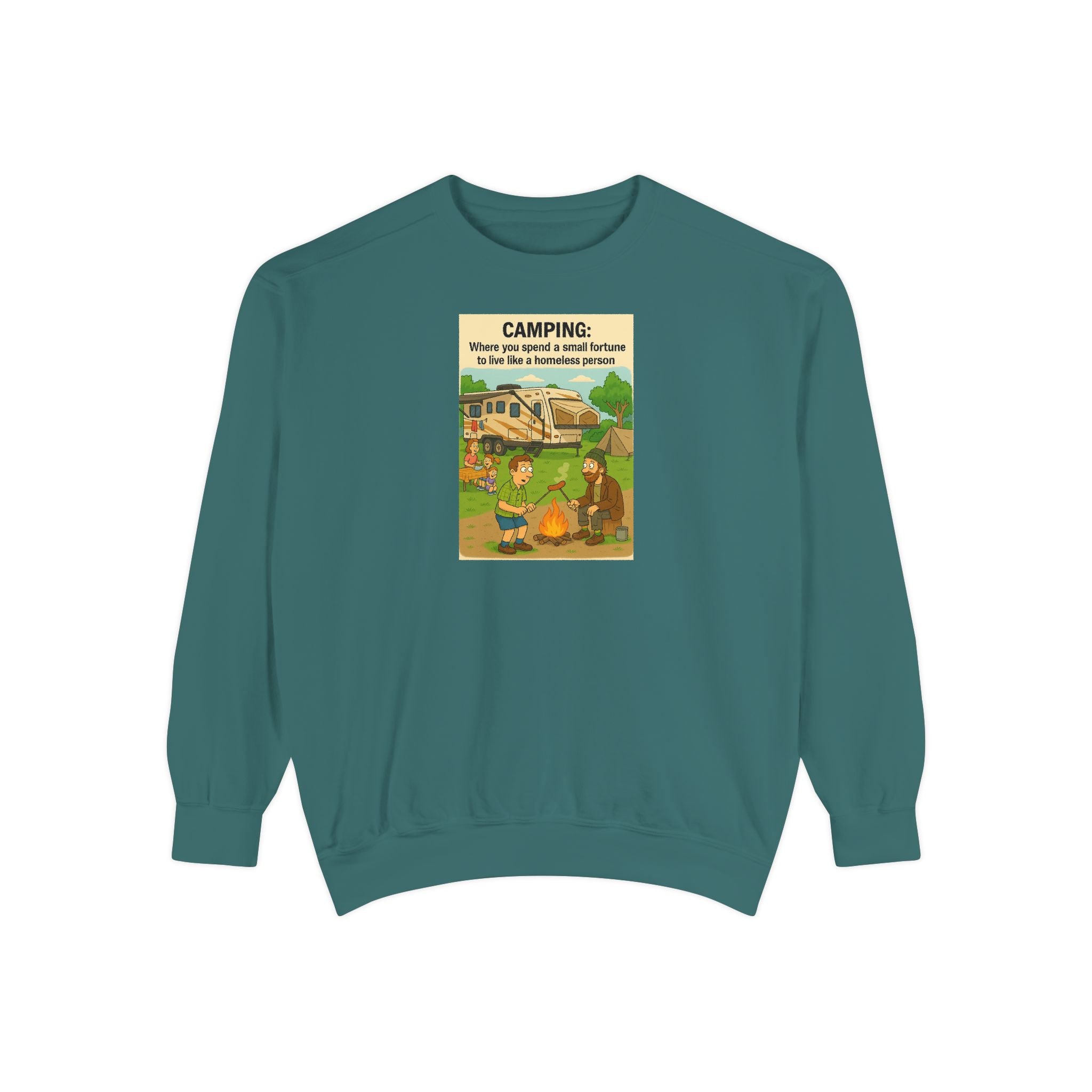 Camping Adventure Sweatshirt, Unisex Garment-DyedPullover, Cozy Casual Wear, Outdoor Enthusiast Gift, Camping Trip Apparel