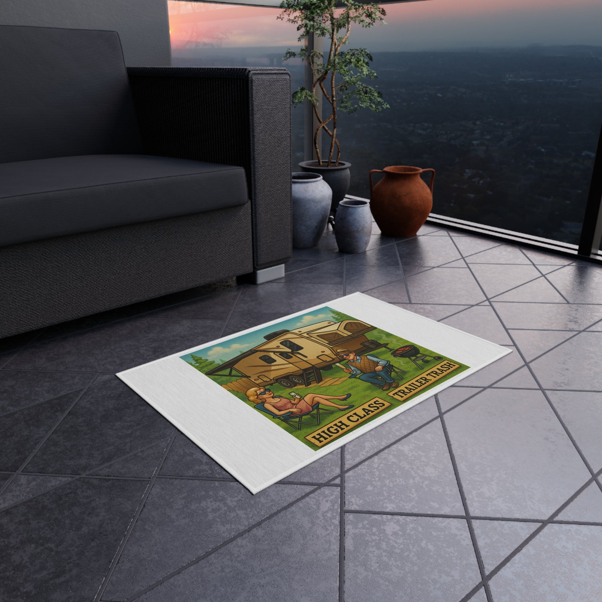 Fun High Class Trailer Trash Outdoor Rug