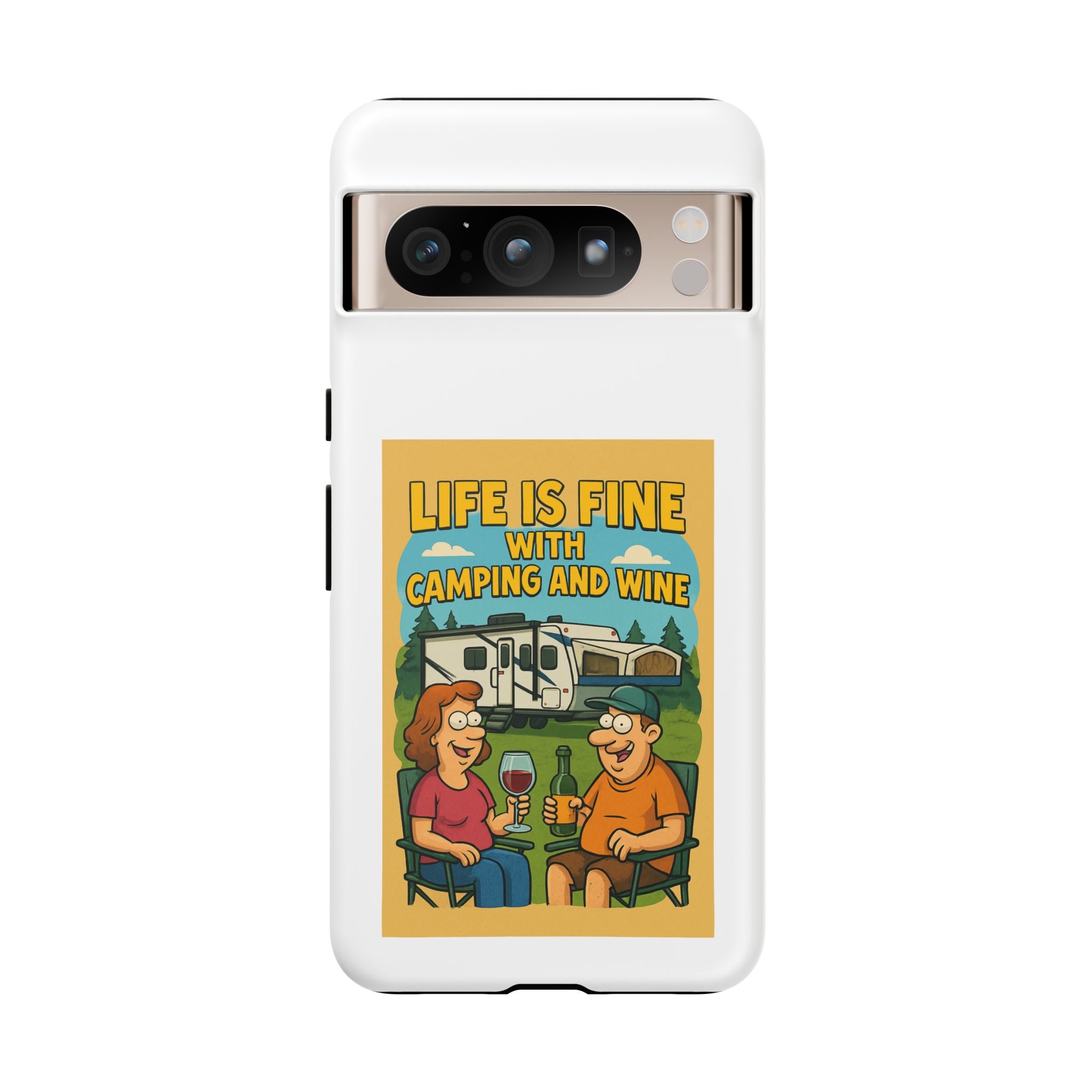 Camping & Wine Phone Case, Outdoor Adventure Accessory, Fun Gift for Campers, Summer Travel Essential, RV Lover Present