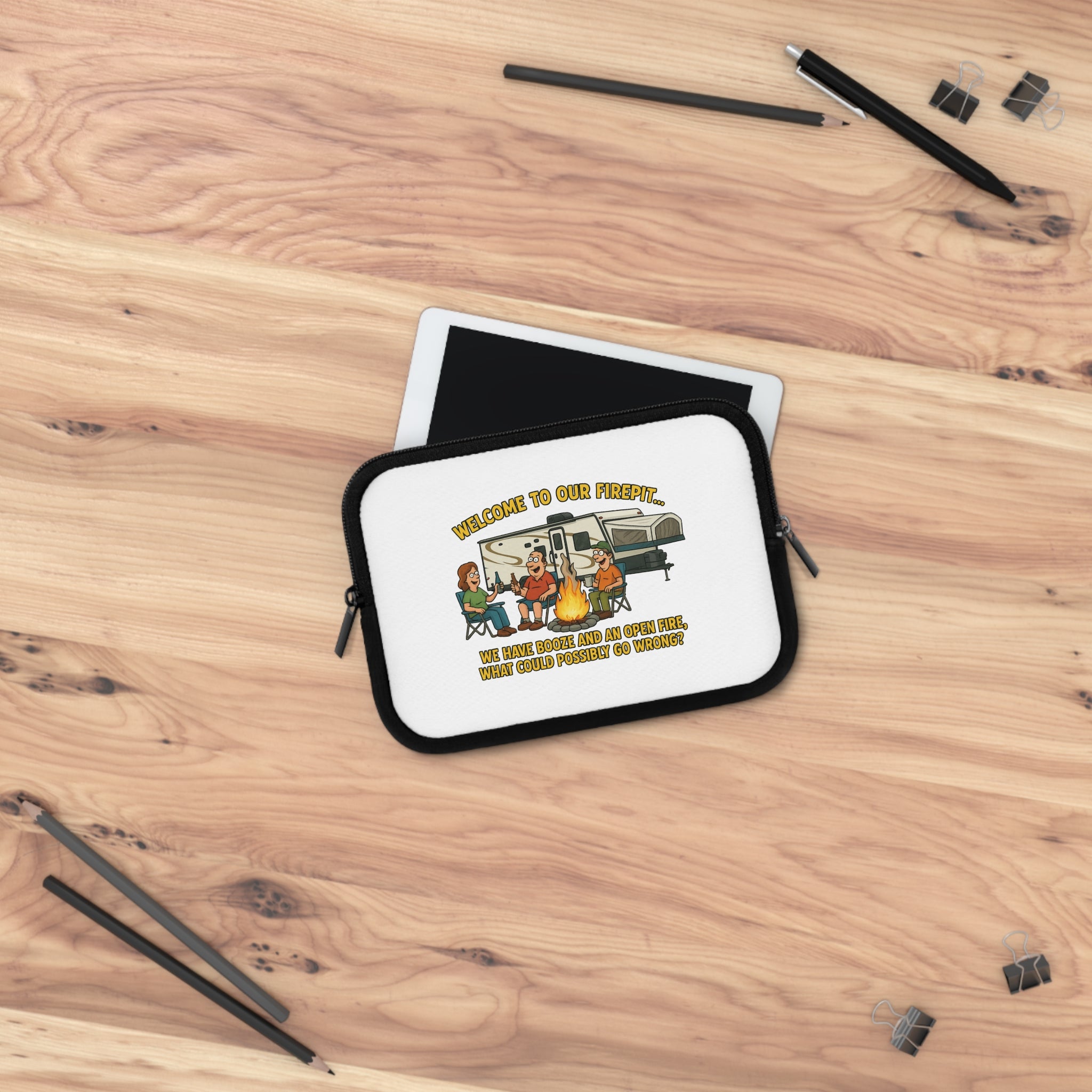 Funny Camping Laptop Sleeve - Welcome to Our Firepit, Outdoors Gift, Camping Accessories, Laptop Case, Personalized Tech Sleeve