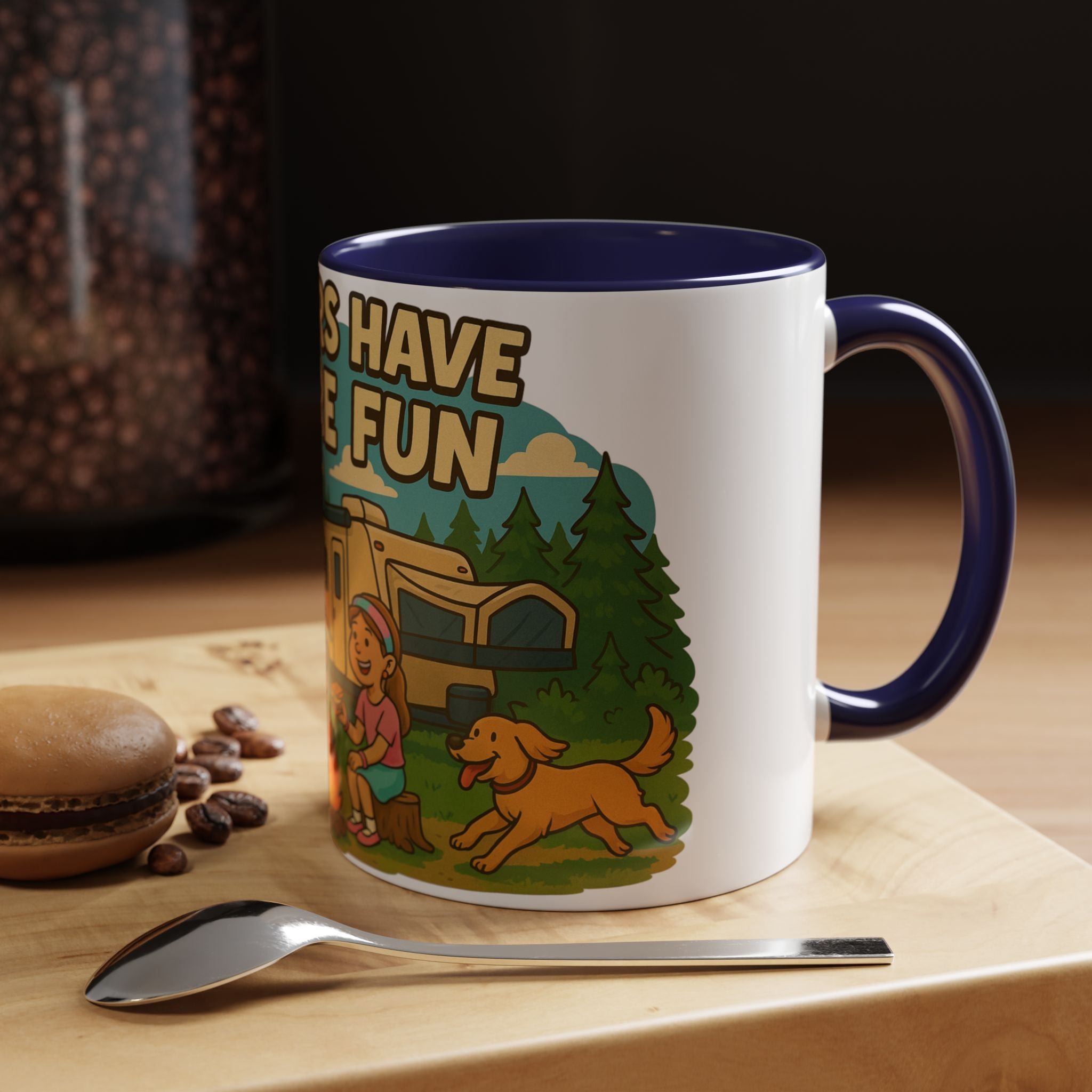 Campfire Adventure Mug - 'Campers Have S'more Fun', Outdoor Coffee Cup for Camping Lovers, Gifts for Nature Enthusiasts, S'mores Jokes