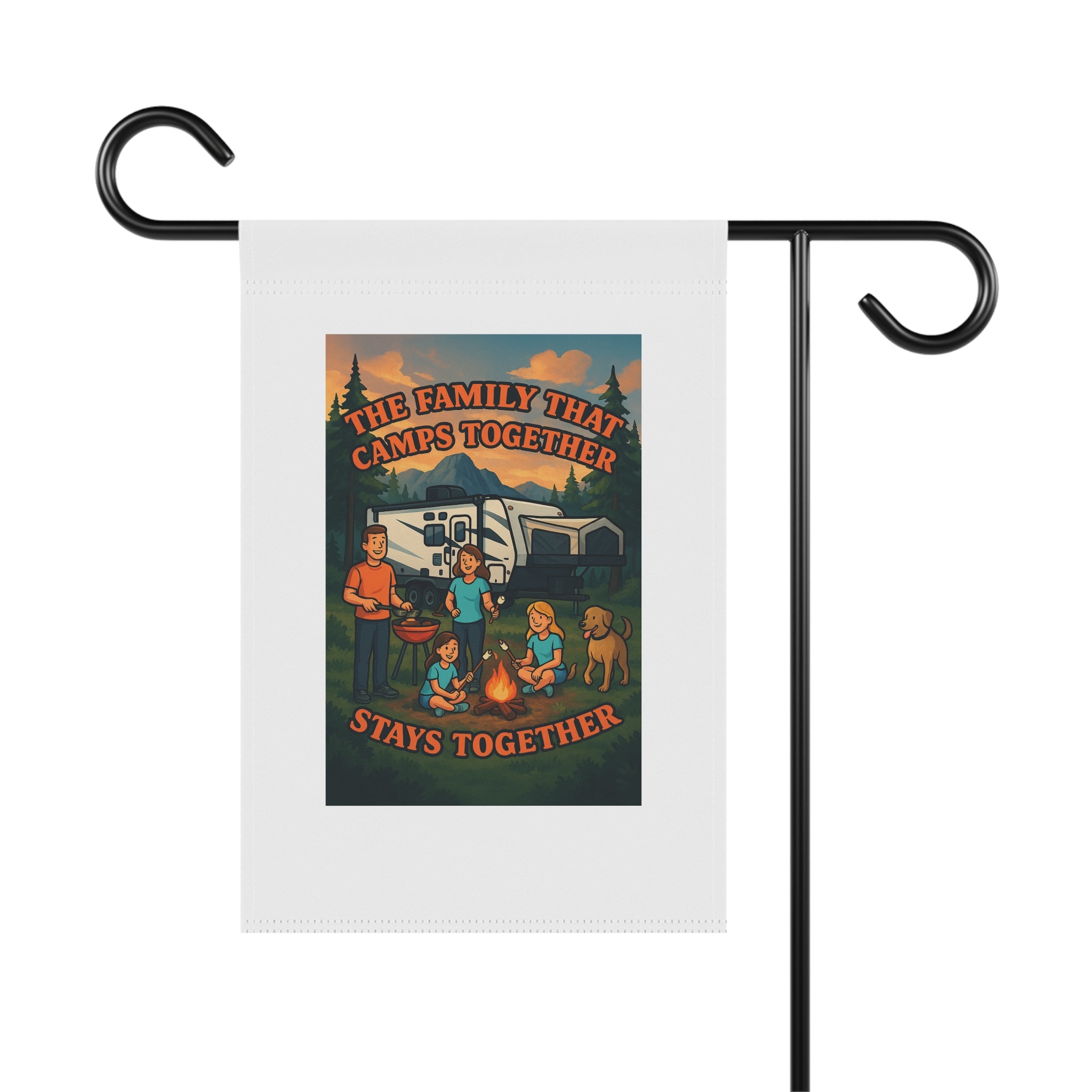 Camping Family Banner, Outdoor Decor, Garden Flag, Family Reunion Gift, RV Fun Sign, Camping Themed Home Decor