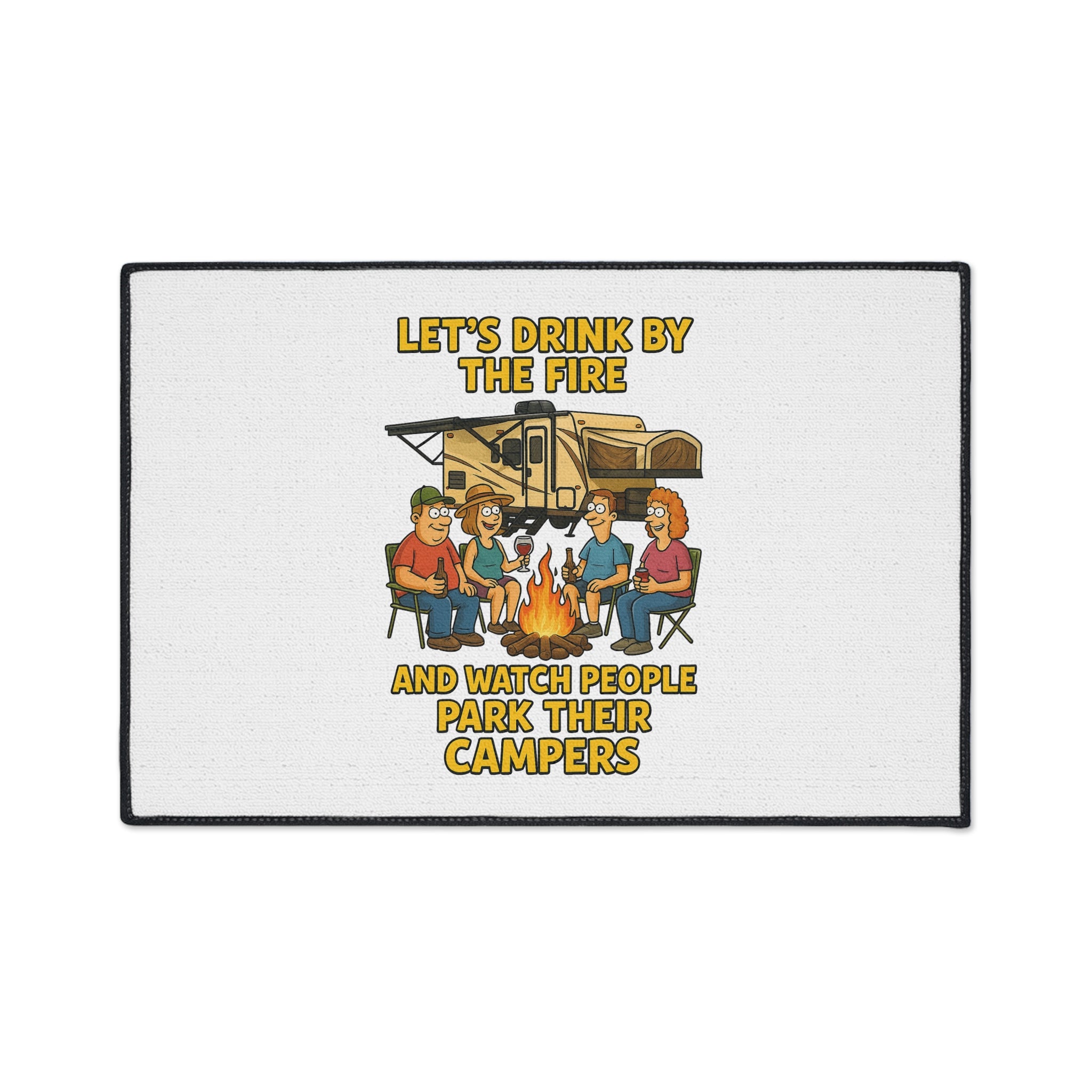 Camper-Themed Heavy Duty Floor Mat for Outdoor Gatherings, RV Decor, Camping Accessories, BBQ Parties, Fire Pit Mat