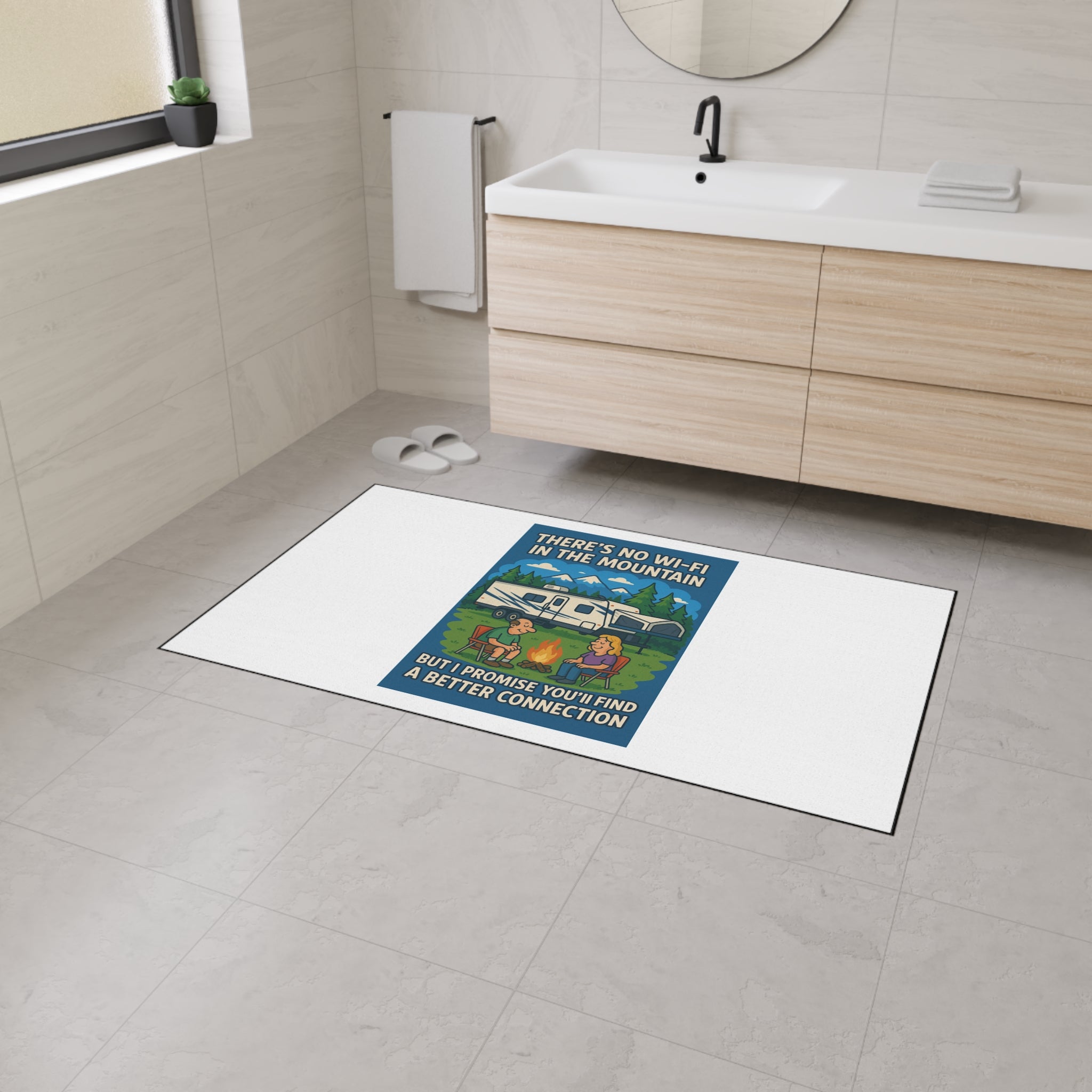 Camping Enthusiast Floor Mat, Retro Outdoor Rug, RV Decor, Campfire Mat, Gift for Nature Lovers, Cozy Cabin Accessory