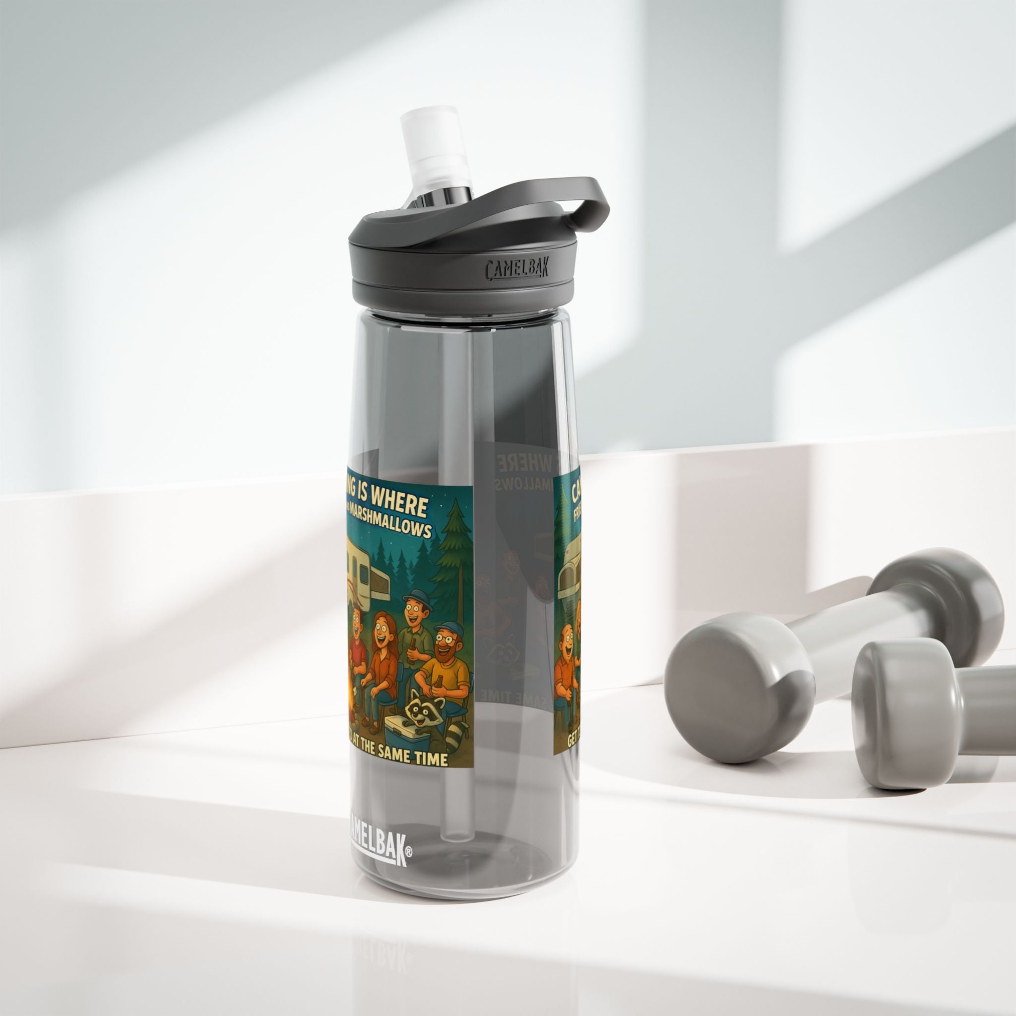 Camping Themed Water Bottle - Perfect for Outdoor Adventures, Hydration on the Go, Great for Gifts, Eco-Friendly Sipper