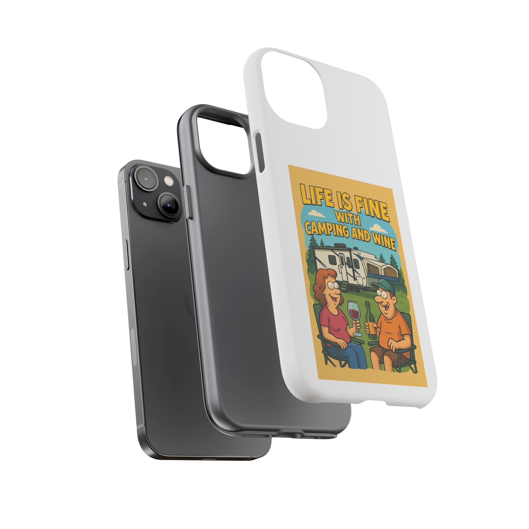 Camping & Wine Phone Case, Outdoor Adventure Accessory, Fun Gift for Campers, Summer Travel Essential, RV Lover Present