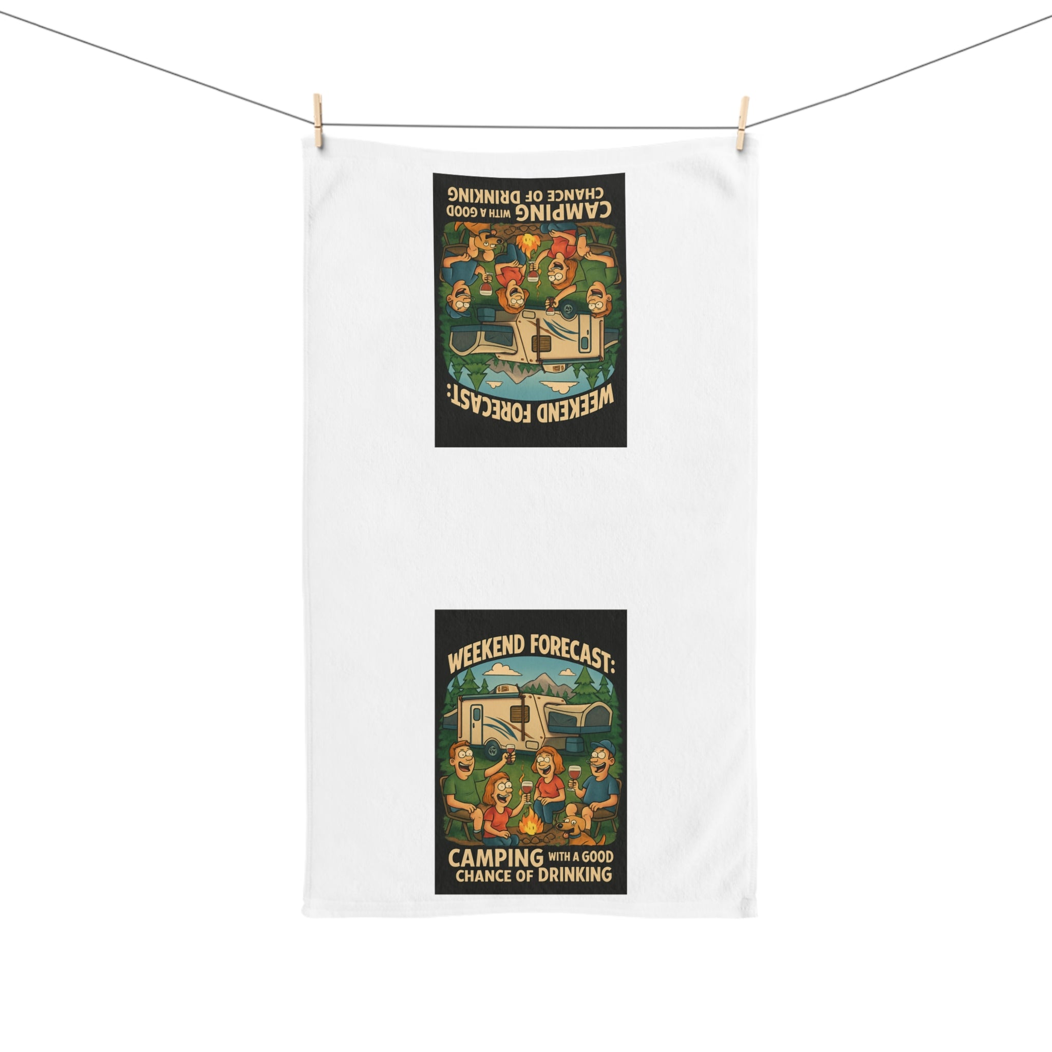 Camping Humor Hand Towel - Weekend Forecast: Camping with a Good Chance of Drinking, Outdoor Kitchen Towels, Campfire Decor, Funny [...]