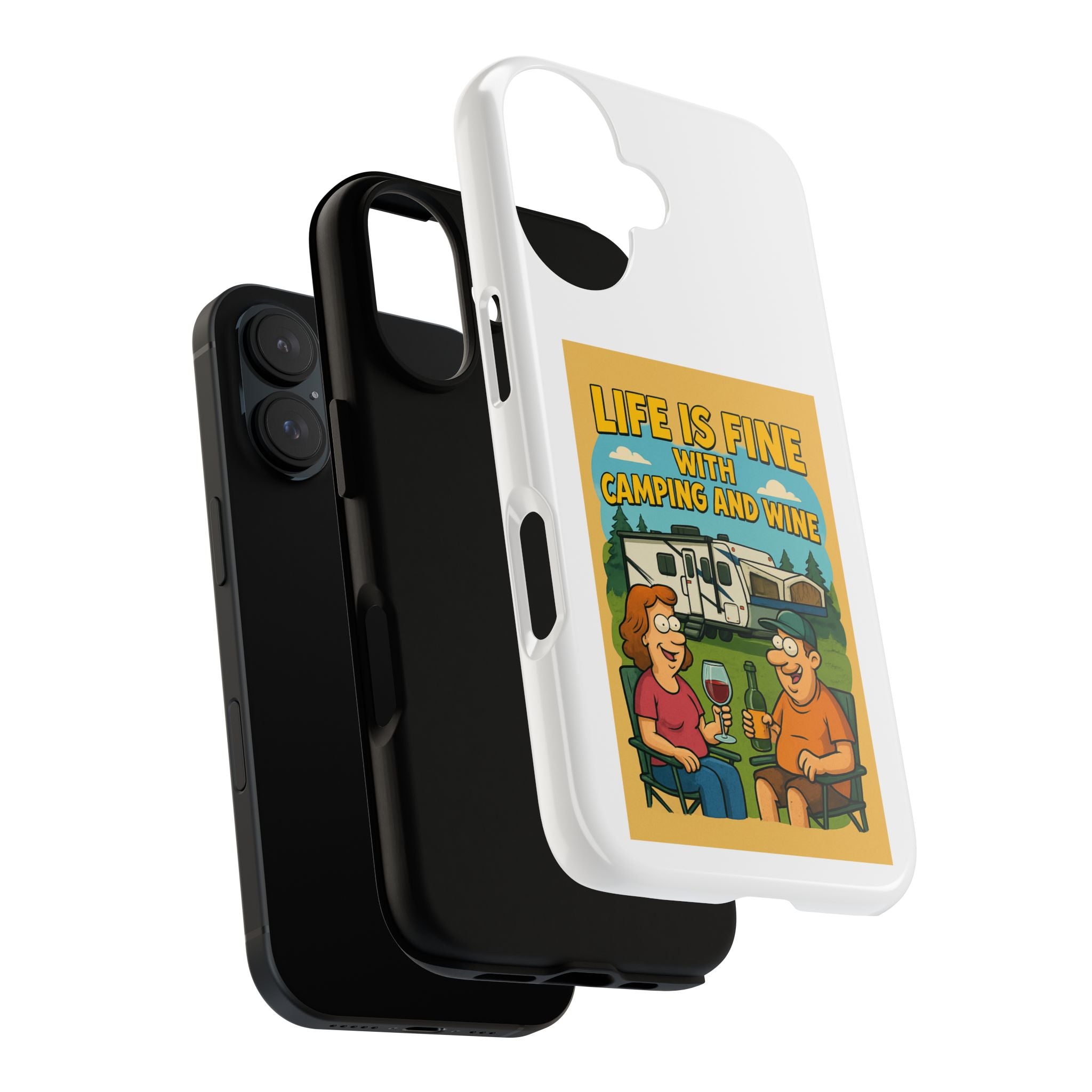Camping & Wine Phone Case, Outdoor Adventure Accessory, Fun Gift for Campers, Summer Travel Essential, RV Lover Present