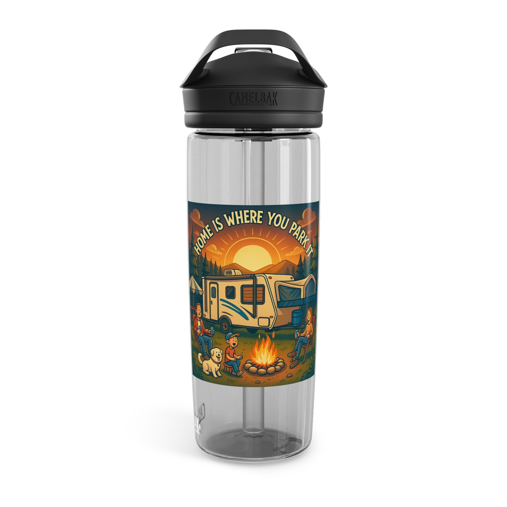 Campfire Adventures Water Bottle, RV Life, Outdoor Fun, Camping Gear, Hydration Bottle, Eco-Friendly Drinking