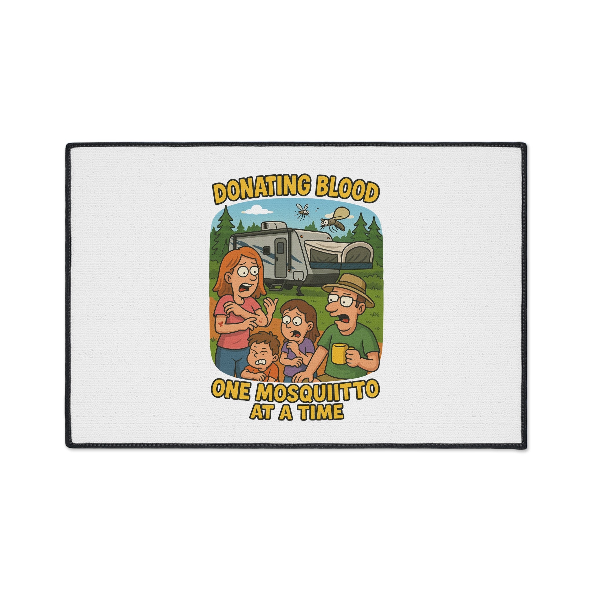 Retro Themed Heavy Duty Floor Mat - 'Donating Blood One Mosquito at a Time', Home Decor, Outdoor Rug, Kitchen Mat, Fun Gift, Camping [...]