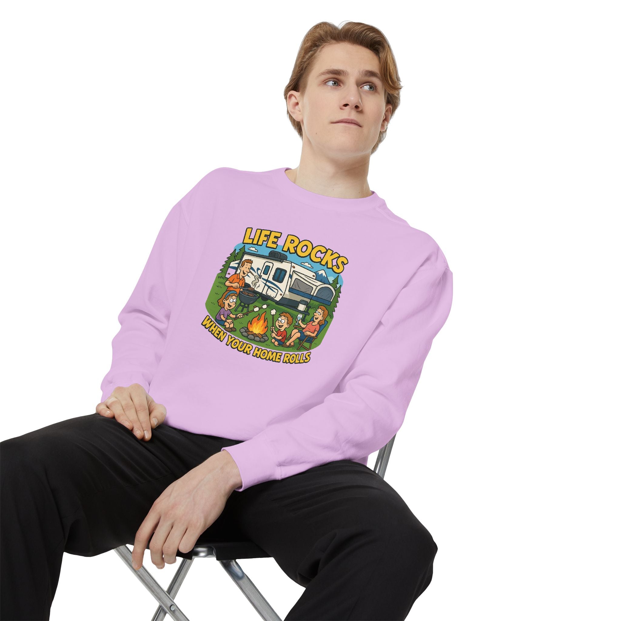 Retro Camping Sweatshirt, Life Rocks Sweater, Unisex Sweatshirt, Vintage RV Sweatshirt, Cozy Outdoor Apparel, Gift for Campers