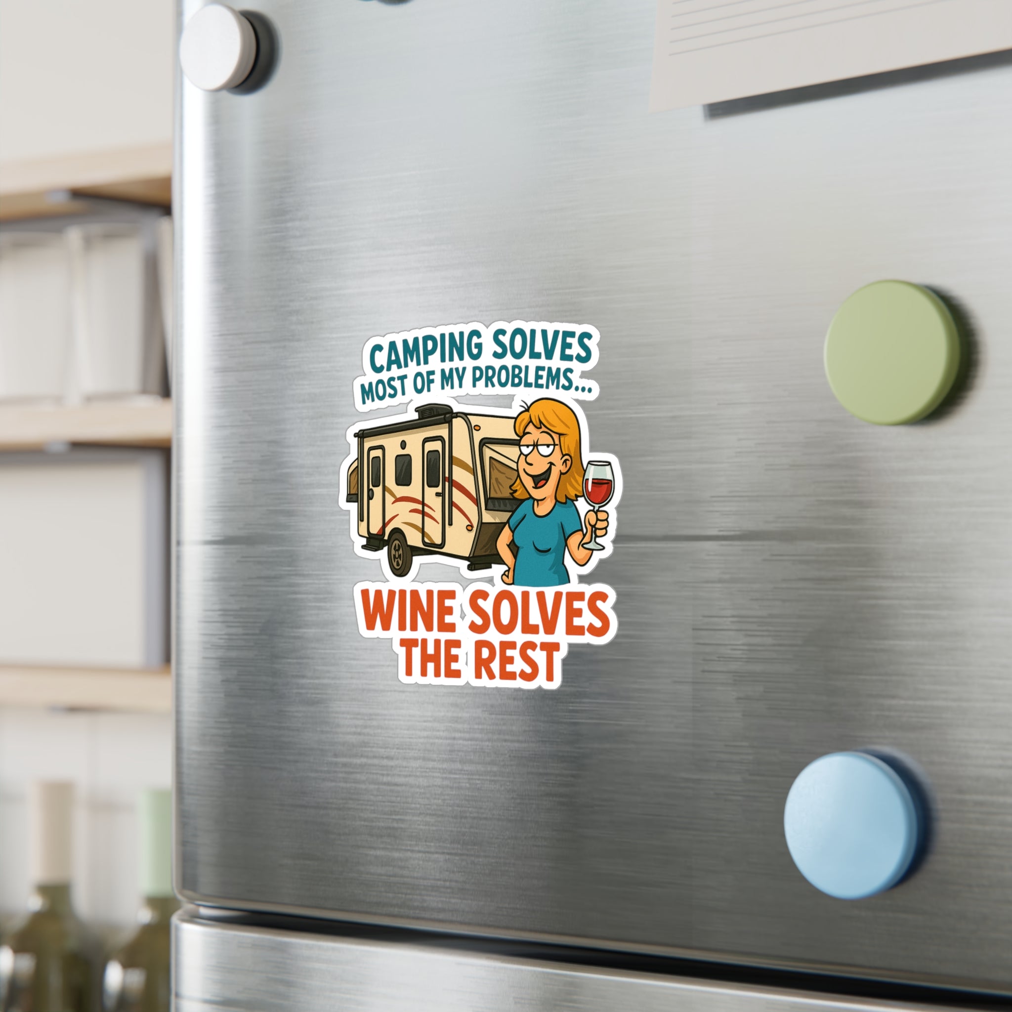 Vinyl Stickers for Camping Lovers, Fun Wine Decals, Outdoor Decor, RV Accessories, Gift for Wine Enthusiasts