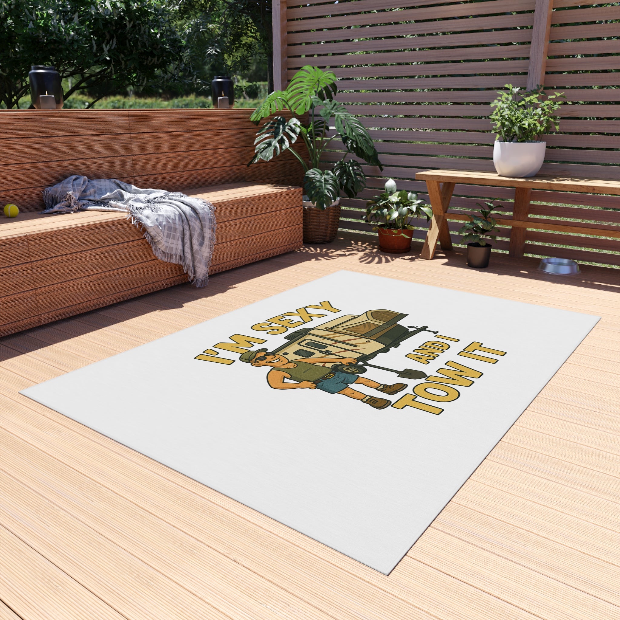 Outdoor Rug with Humor, Fun Camping Decor, RV Enthusiast Gift, Patio Rug, Playful Outdoor Decor