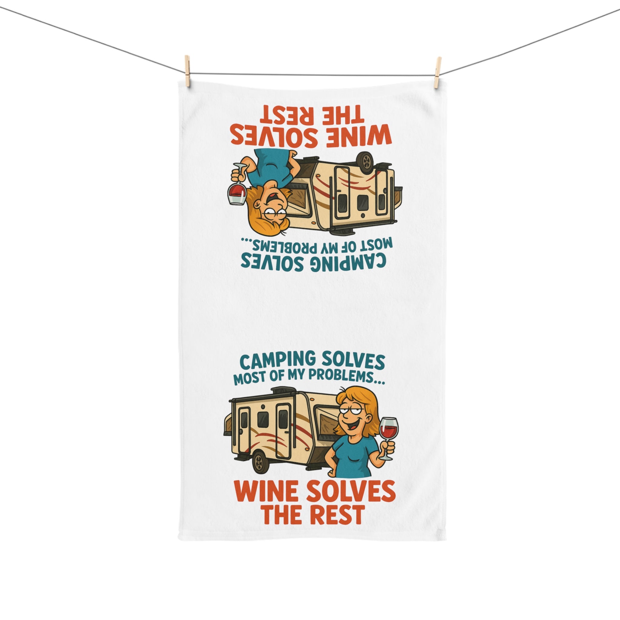 Wine Themed Camping Hand Towel, Perfect Gift for Campers, RV Lovers, Wine Enthusiasts, Kitchen Decor, Fun Homeware