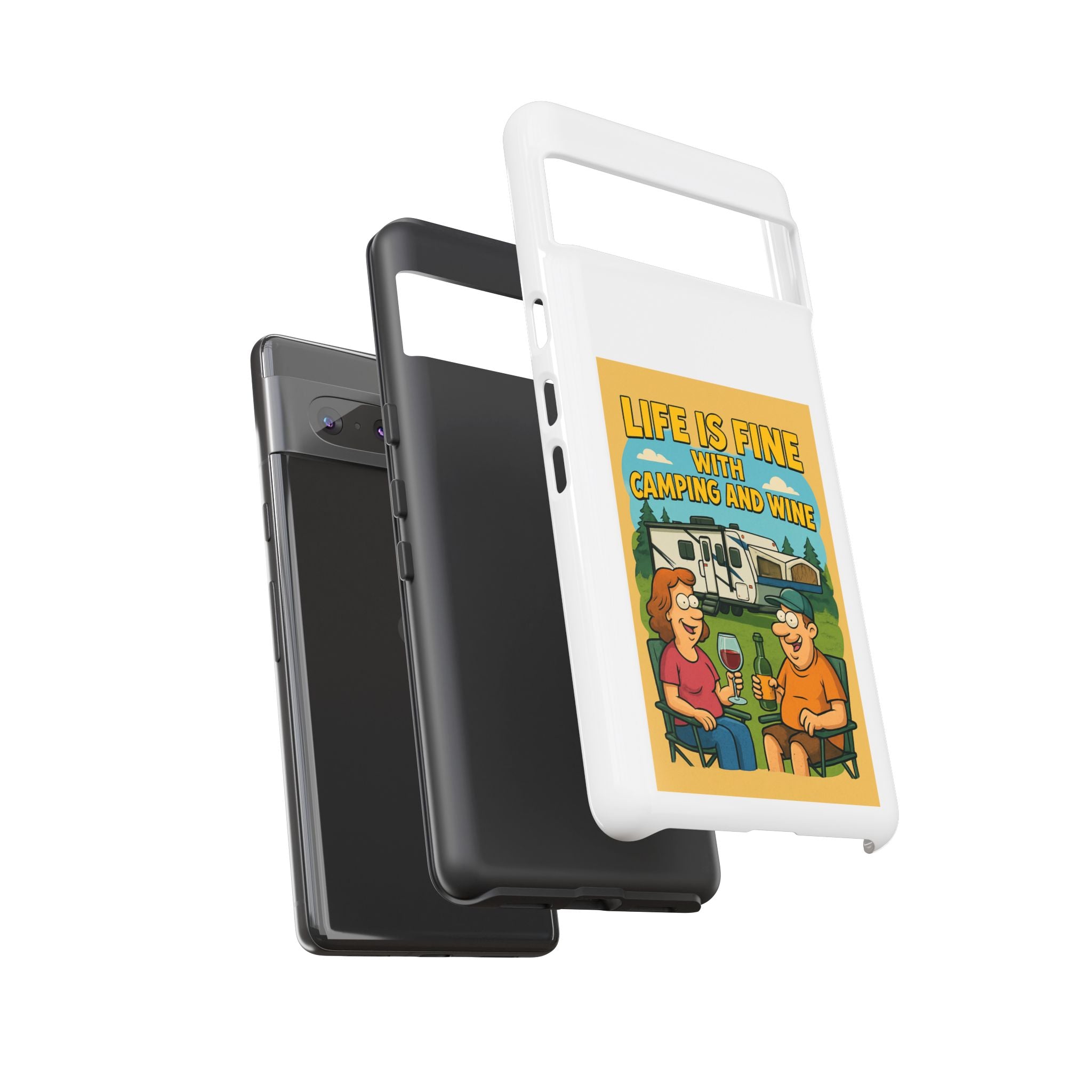 Camping & Wine Phone Case, Outdoor Adventure Accessory, Fun Gift for Campers, Summer Travel Essential, RV Lover Present