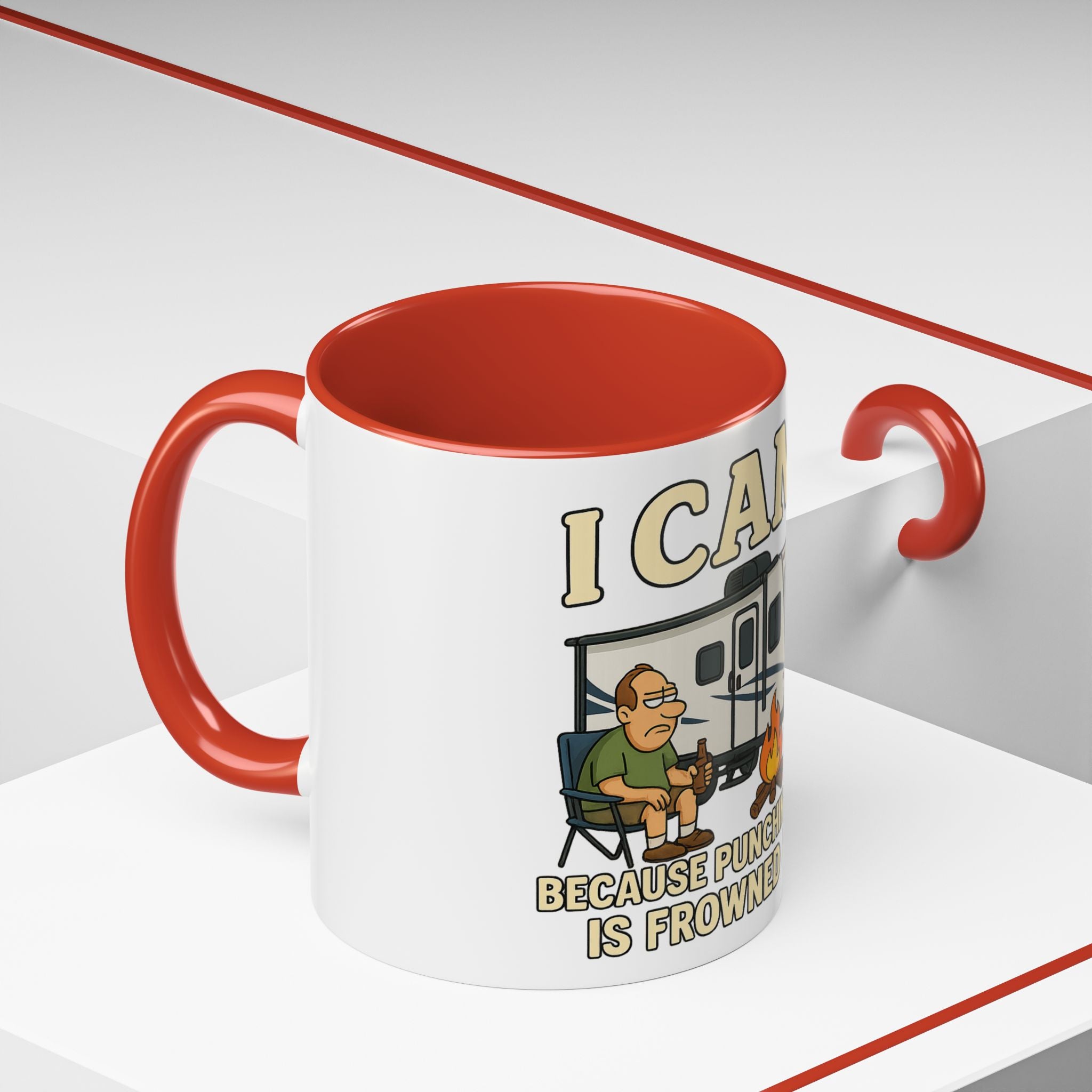Camping Humor Coffee Mug - I Camp Because Punching People is Frowned Upon