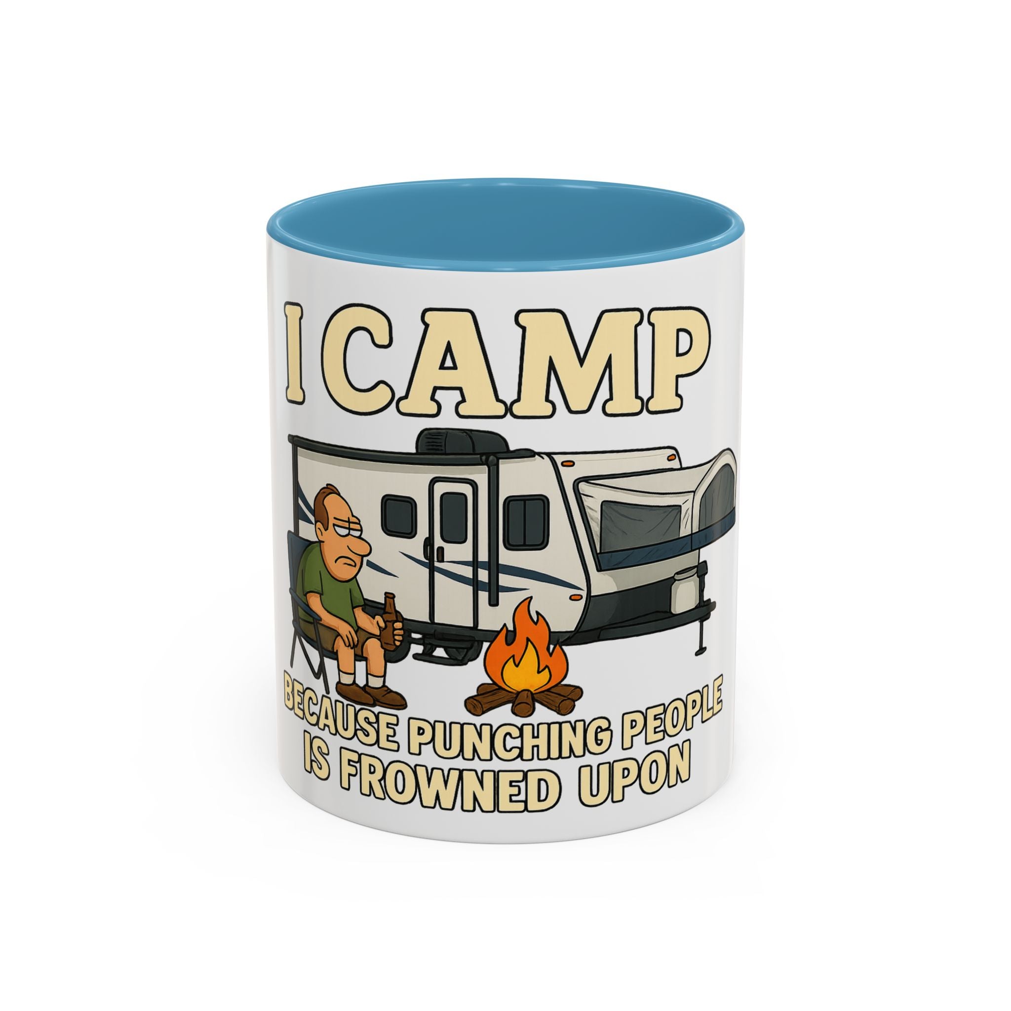 Camping Humor Coffee Mug - I Camp Because Punching People is Frowned Upon