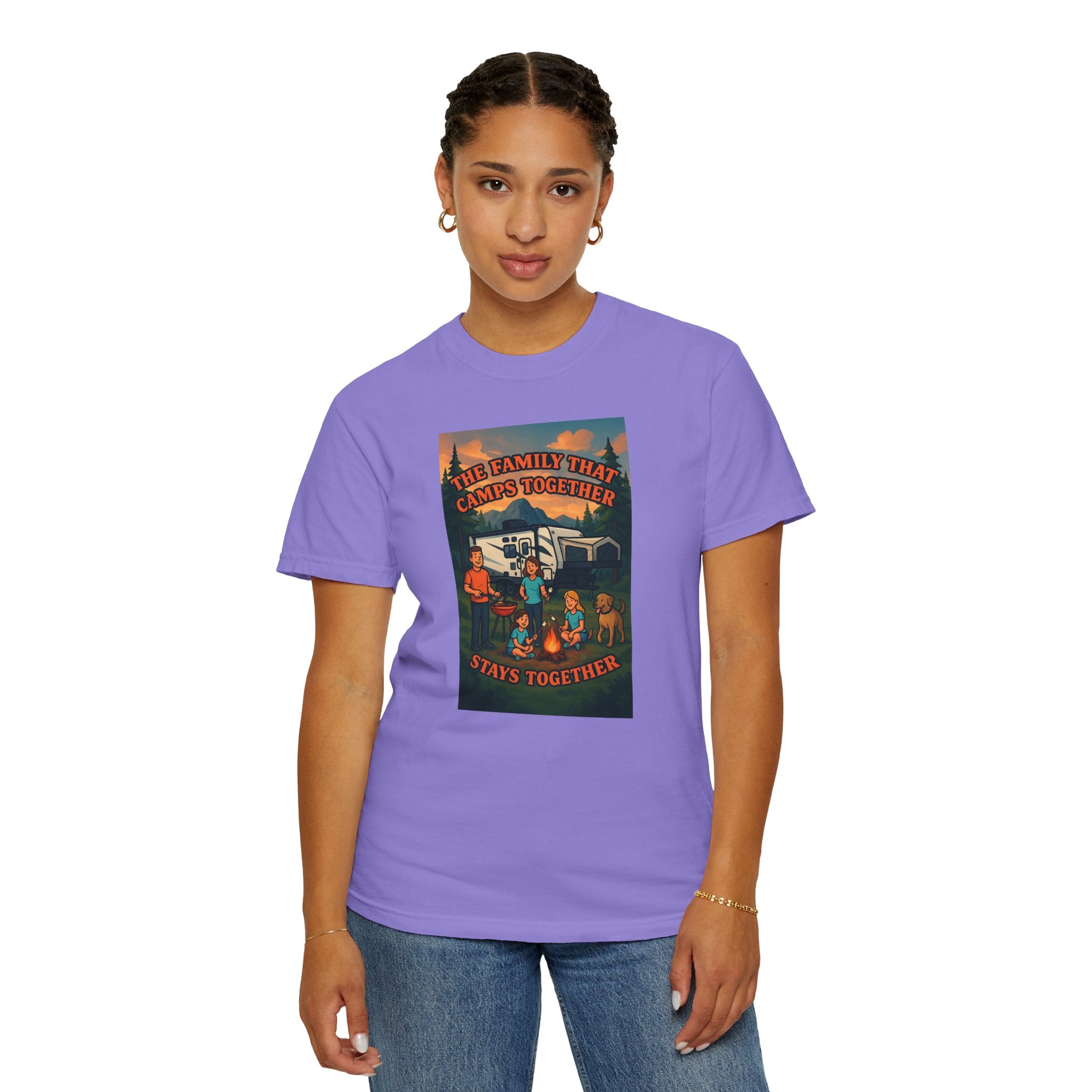 Family Camping T-shirt, Casual Outdoor Tee, Perfect for Family Gatherings, Summer Camp, Gift for Outdoor Lovers, Relaxed Fit Tee