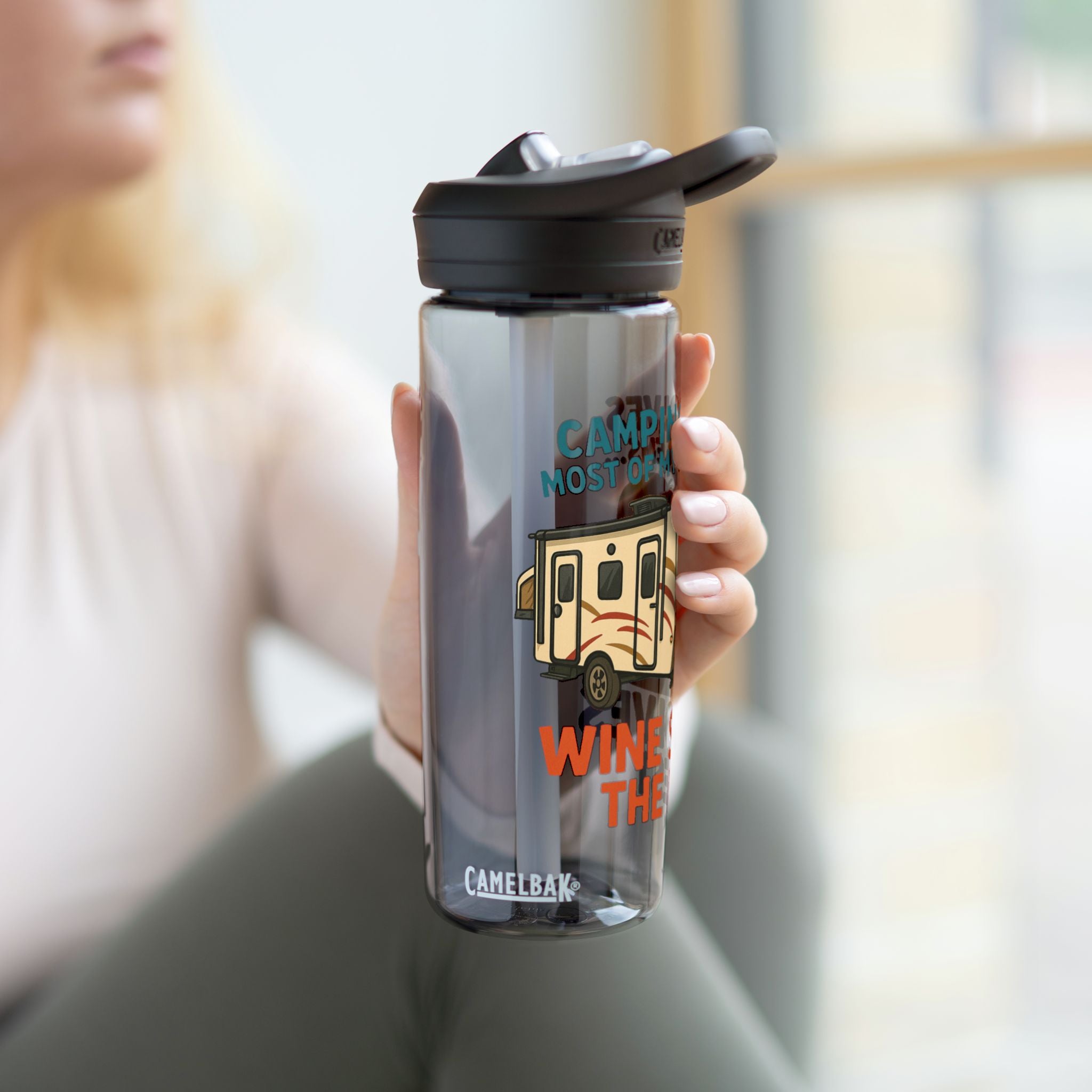 Camping Water Bottle with Fun Quote | Travel Mug, Outdoor Gear, Gift for Campers, Hydration Bottle, Adventure Accessory